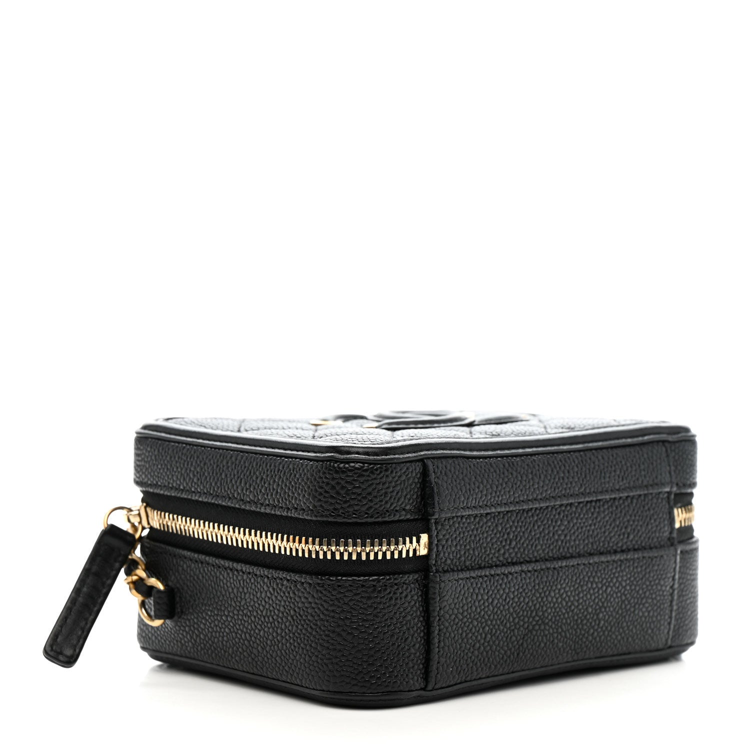 Caviar Quilted Small CC Filigree Vanity Case Black