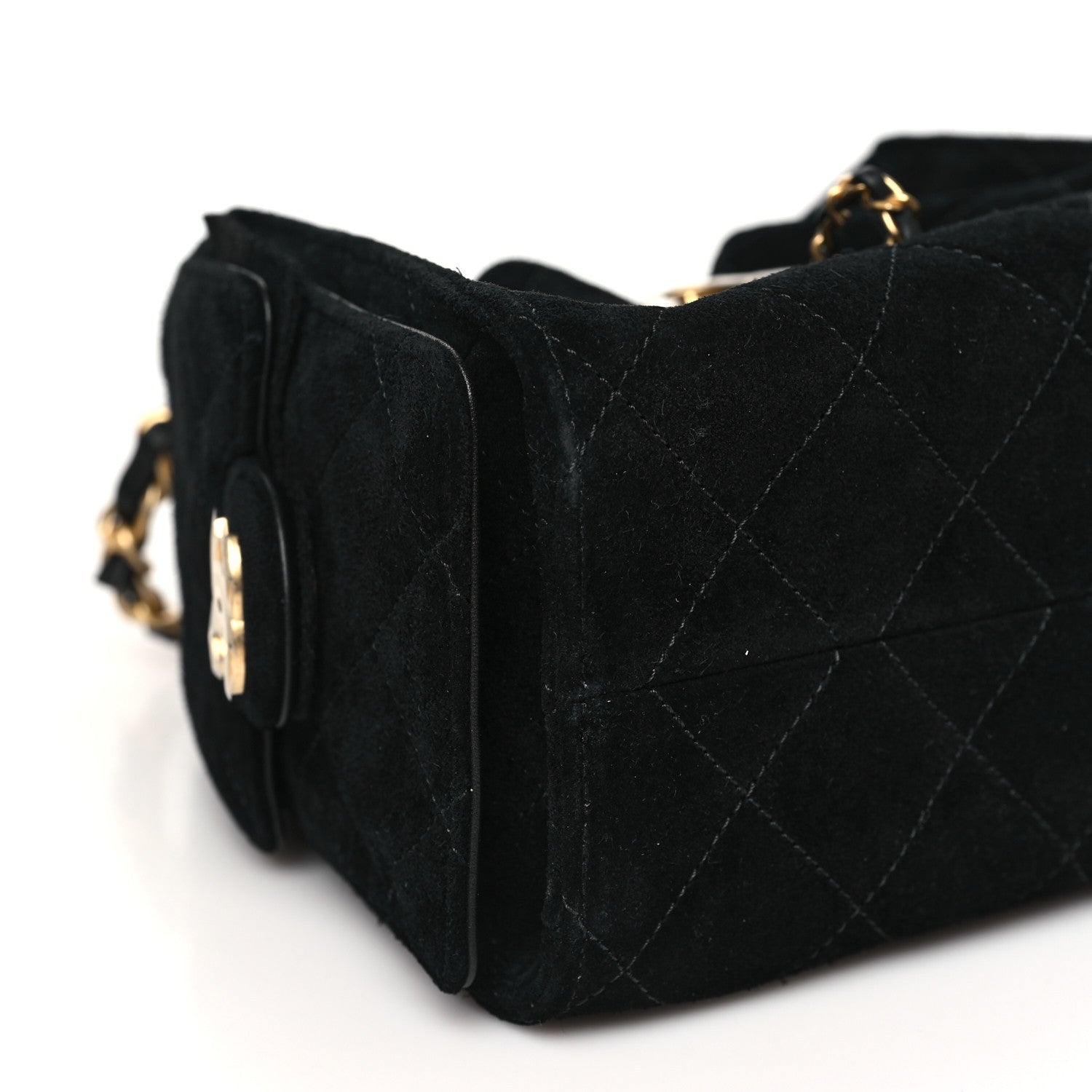 Suede Quilted Mini Chanel 25 Handbag Black