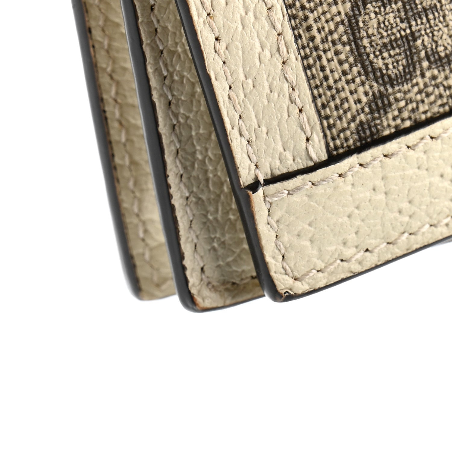 GG Supreme Monogram Textured Dollar Calfskin Web Ophidia Card Case Beige Ebony Mystic White
