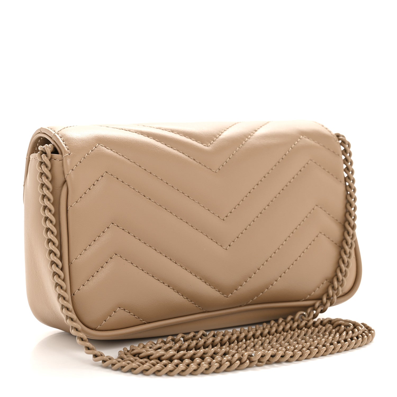 Calfskin Matelasse Monochrome Super Mini GG Marmont Shoulder Bag Camelia