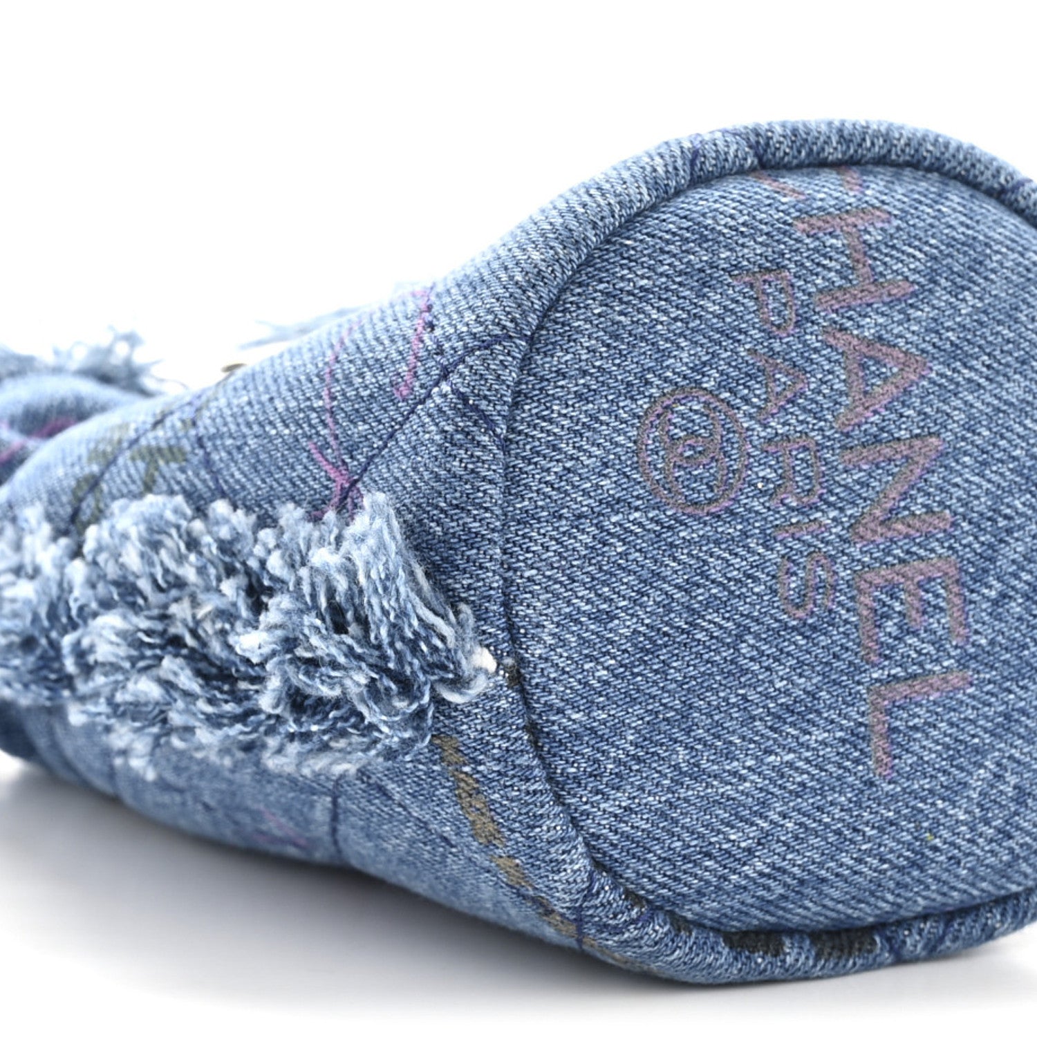 Denim Quilted Mood Mini Bucket With Chain Blue Multicolor