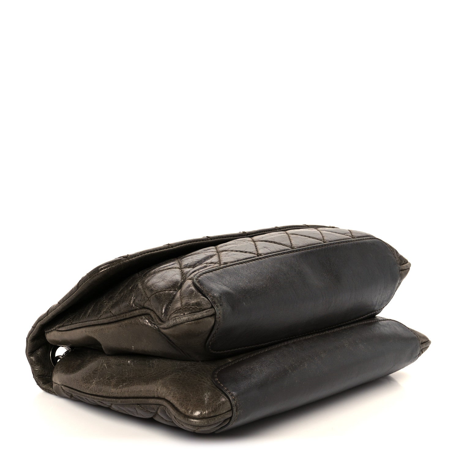 Aged Calfskin Quilted Accordion CC Flap Dark Brown