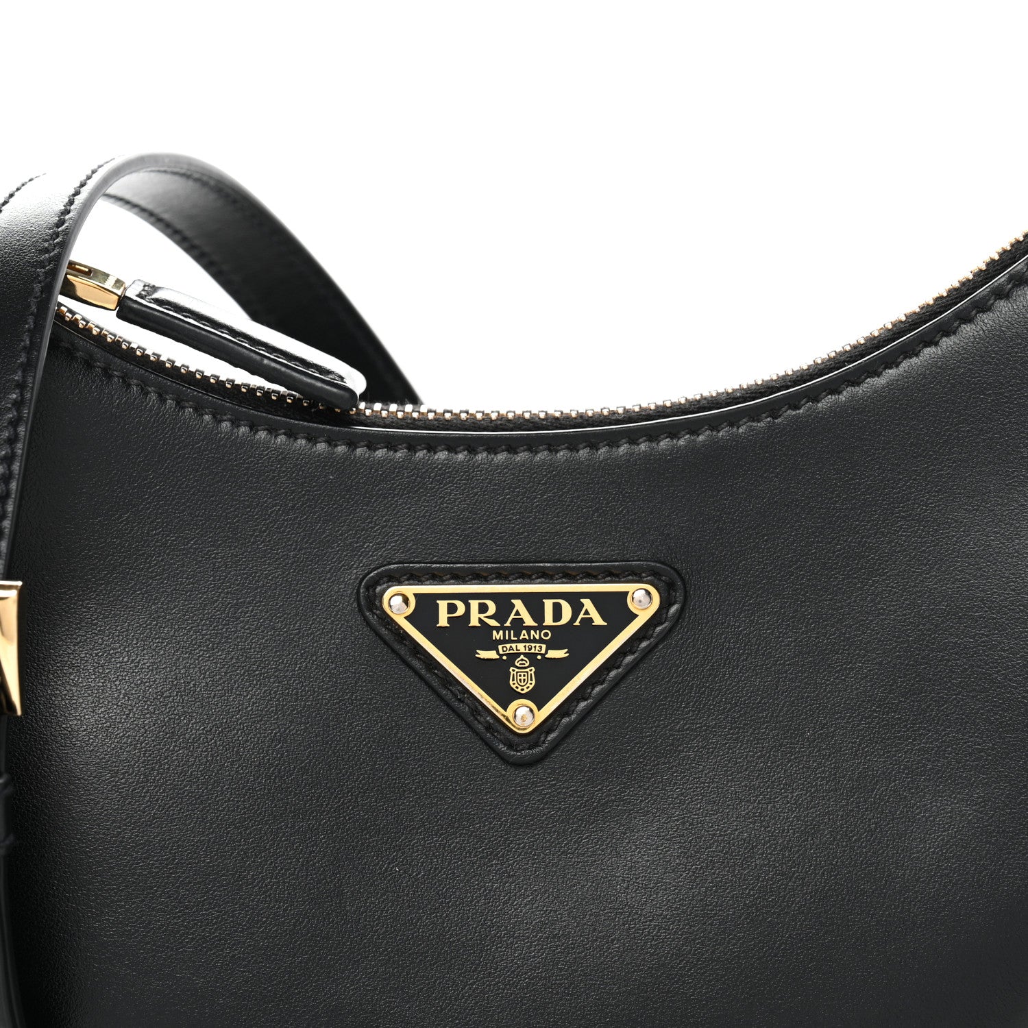 Soft Calfskin Arque Shoulder Bag Black