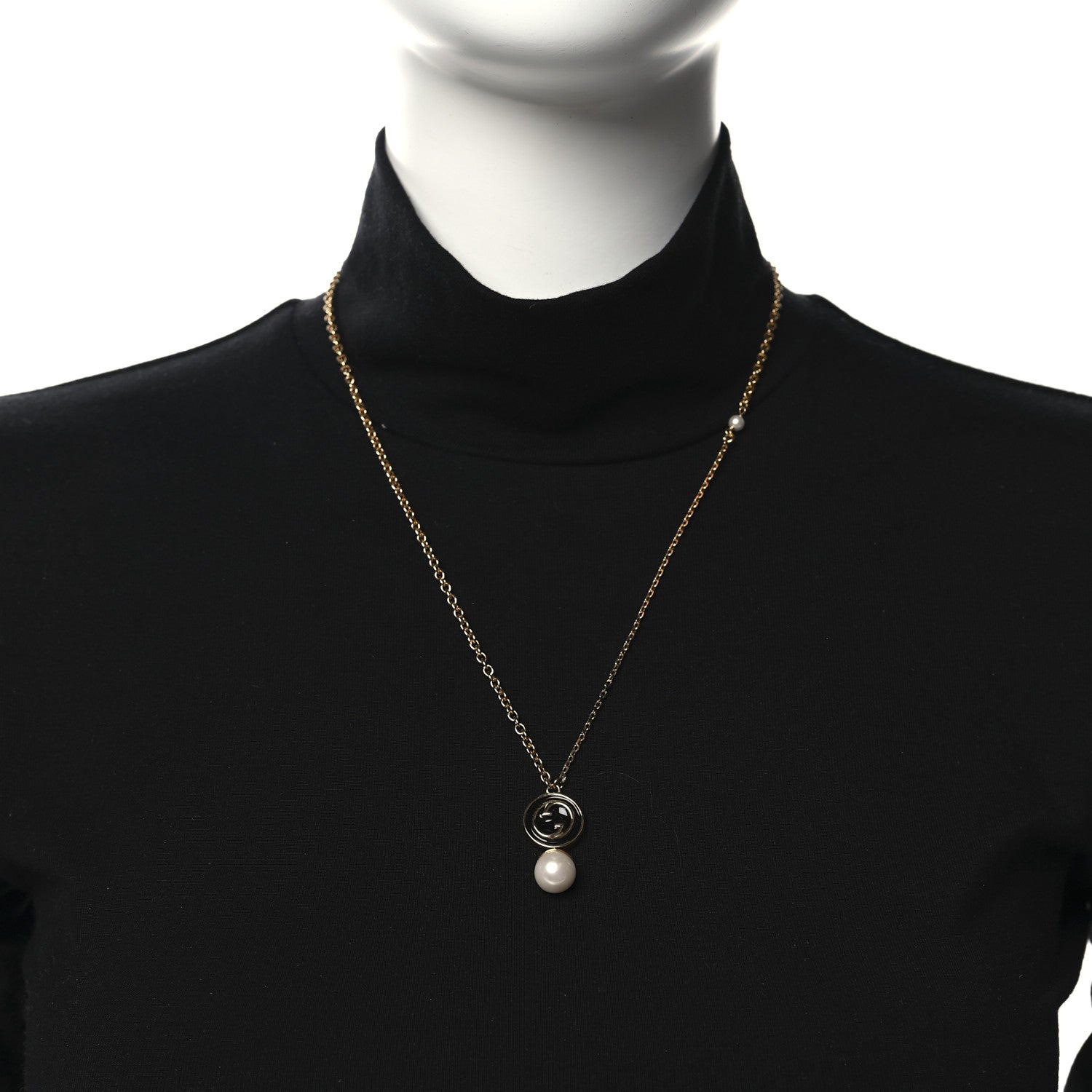 Metal Enamel Blondie Pendant Necklace Gold Black