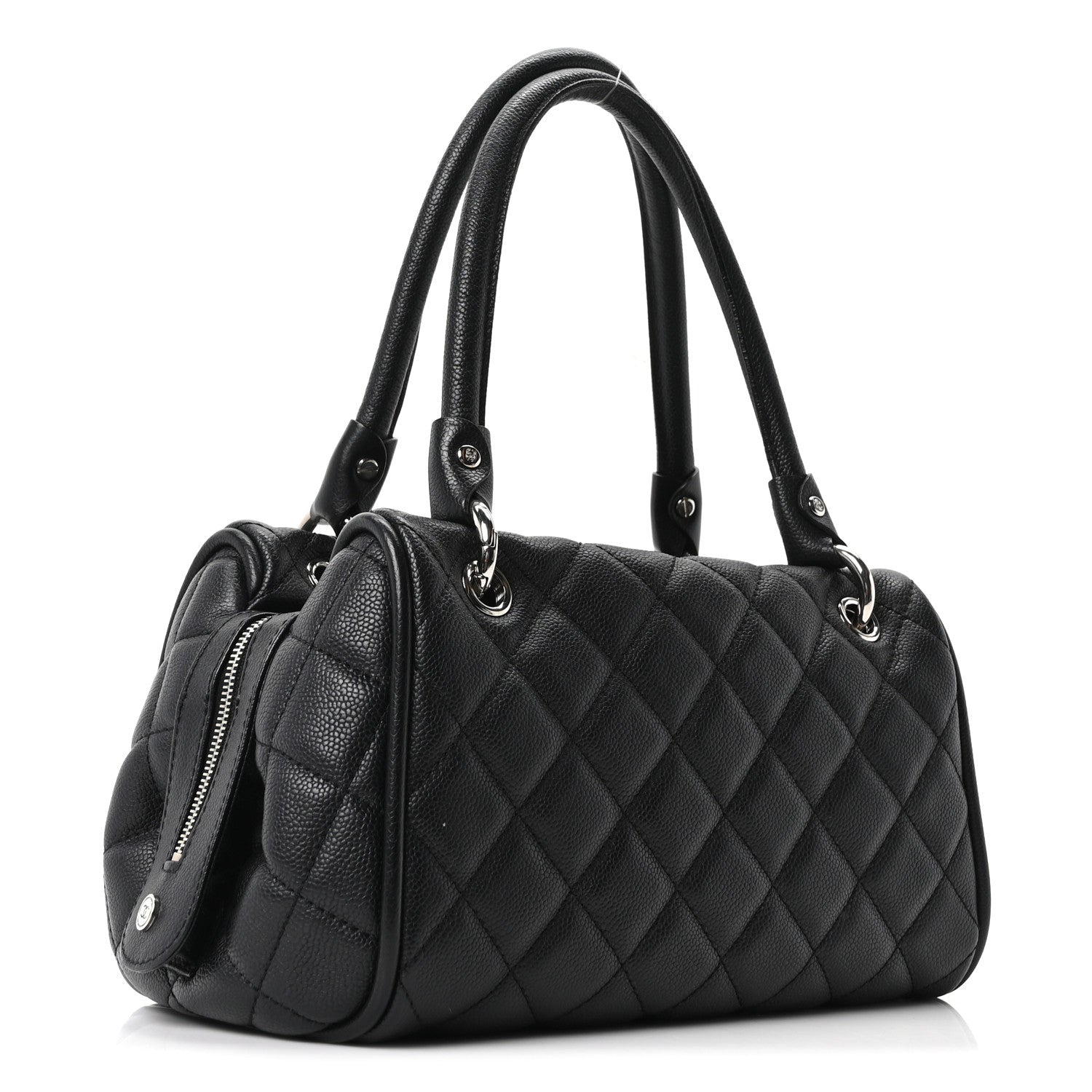 Caviar Quilted Timeless Bowler Black