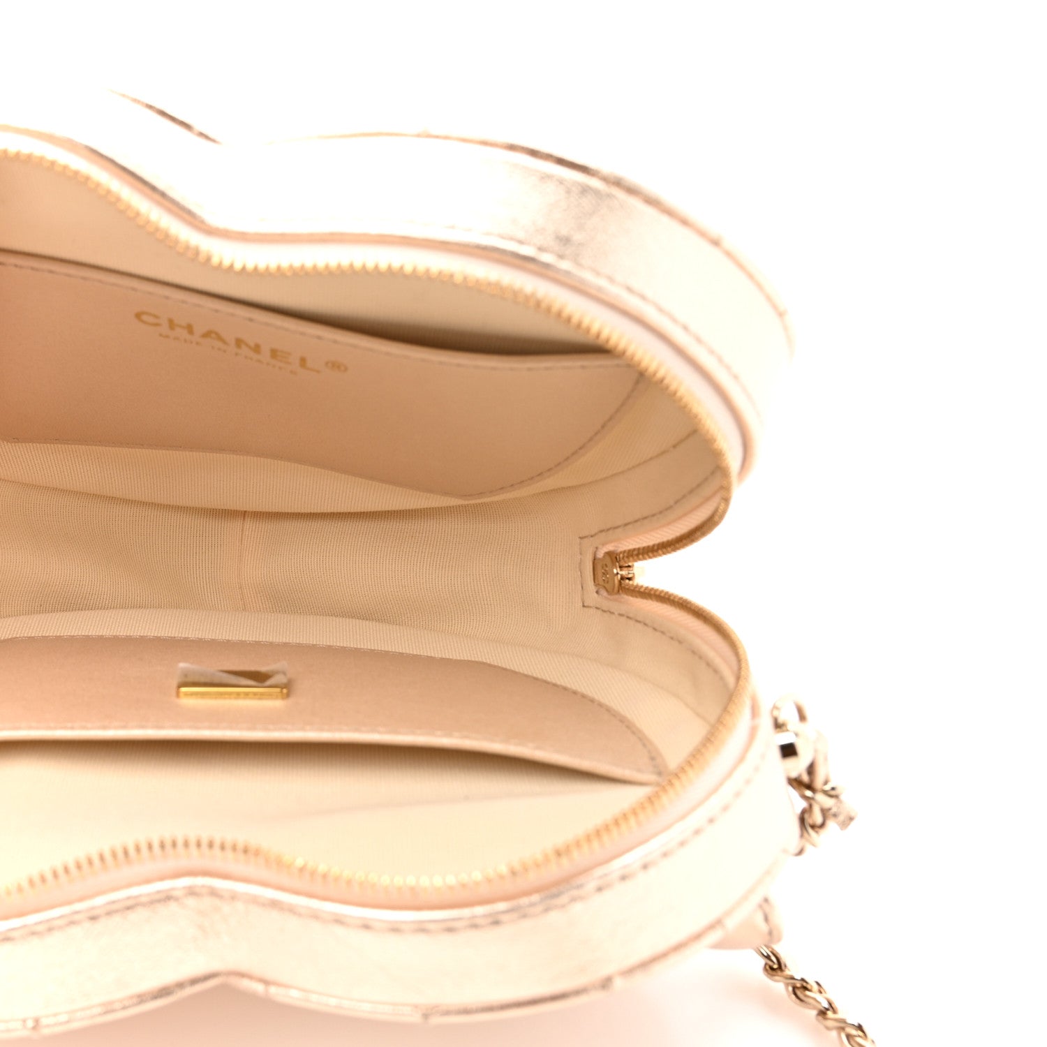 Metallic Lambskin Quilted CC In Love Heart Bag Gold