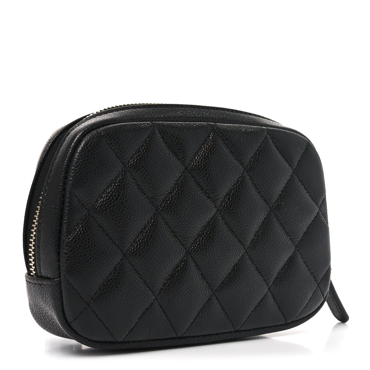 Caviar Quilted Small Curvy Pouch Cosmetic Case Black