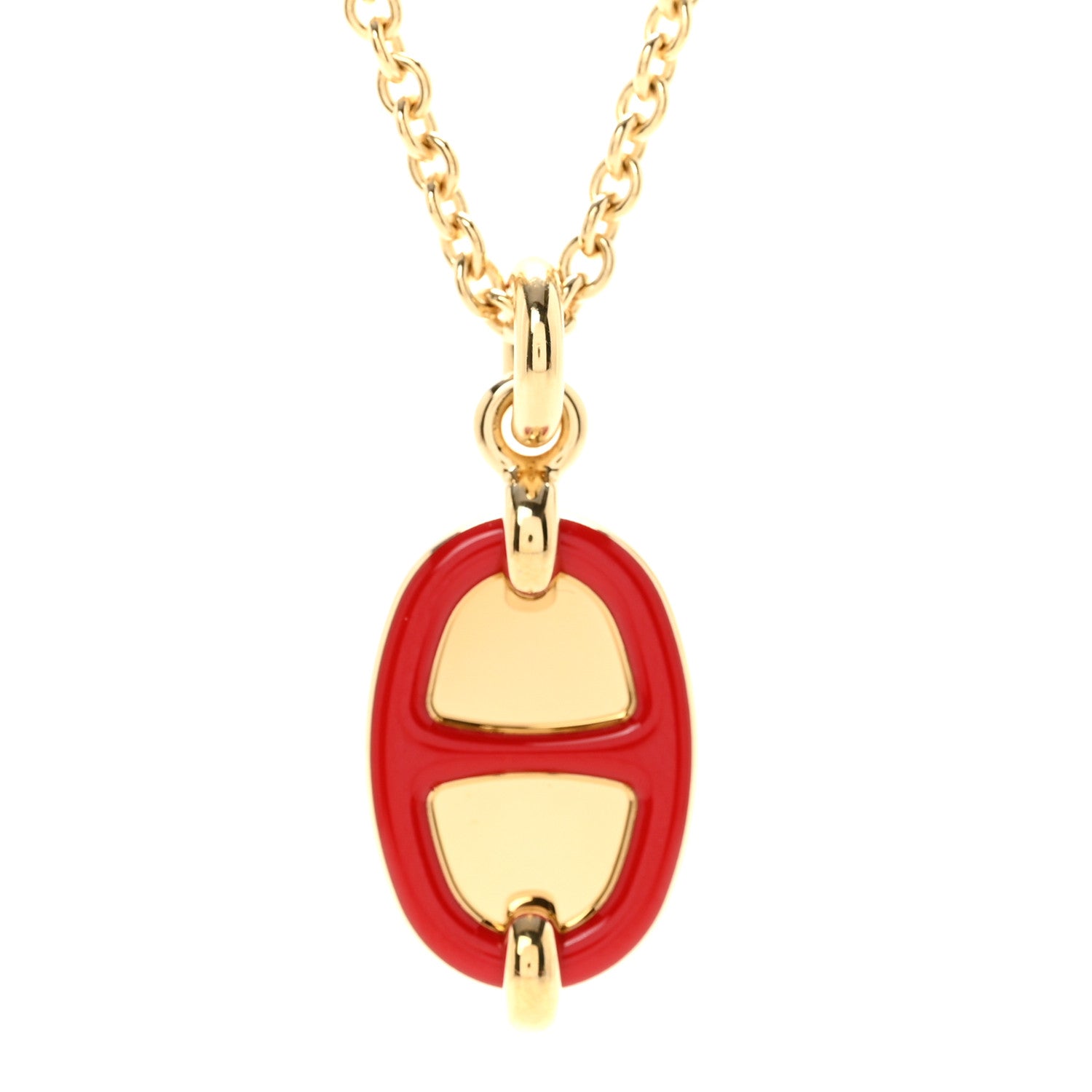 Metal Enamel Mini Maillon Pendant Necklace Rouge Vif