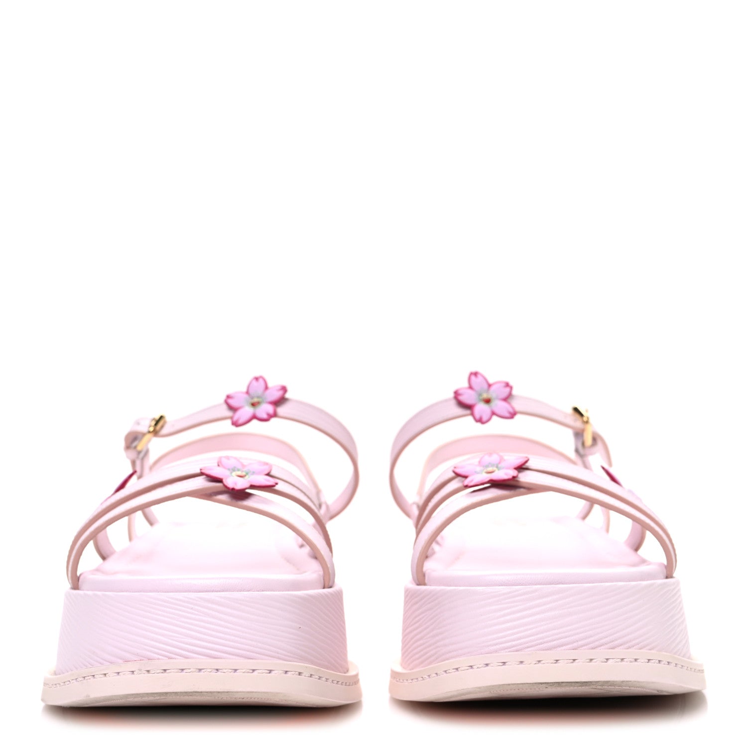 LV X TM Cherry Blossom Calfskin Maya Flatform Sandals 40 Light Pink