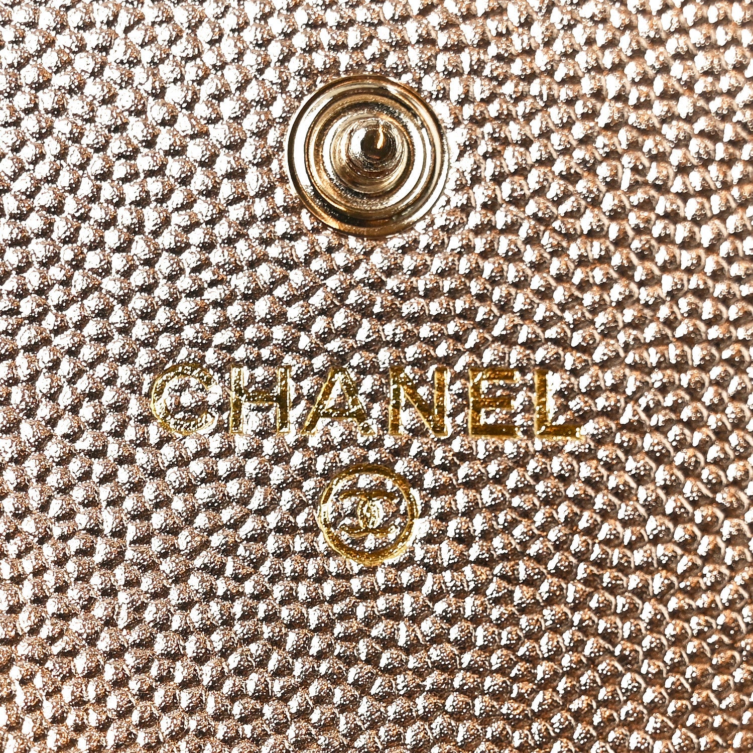 Metallic Caviar Quilted CC Flap Card Holder Copper