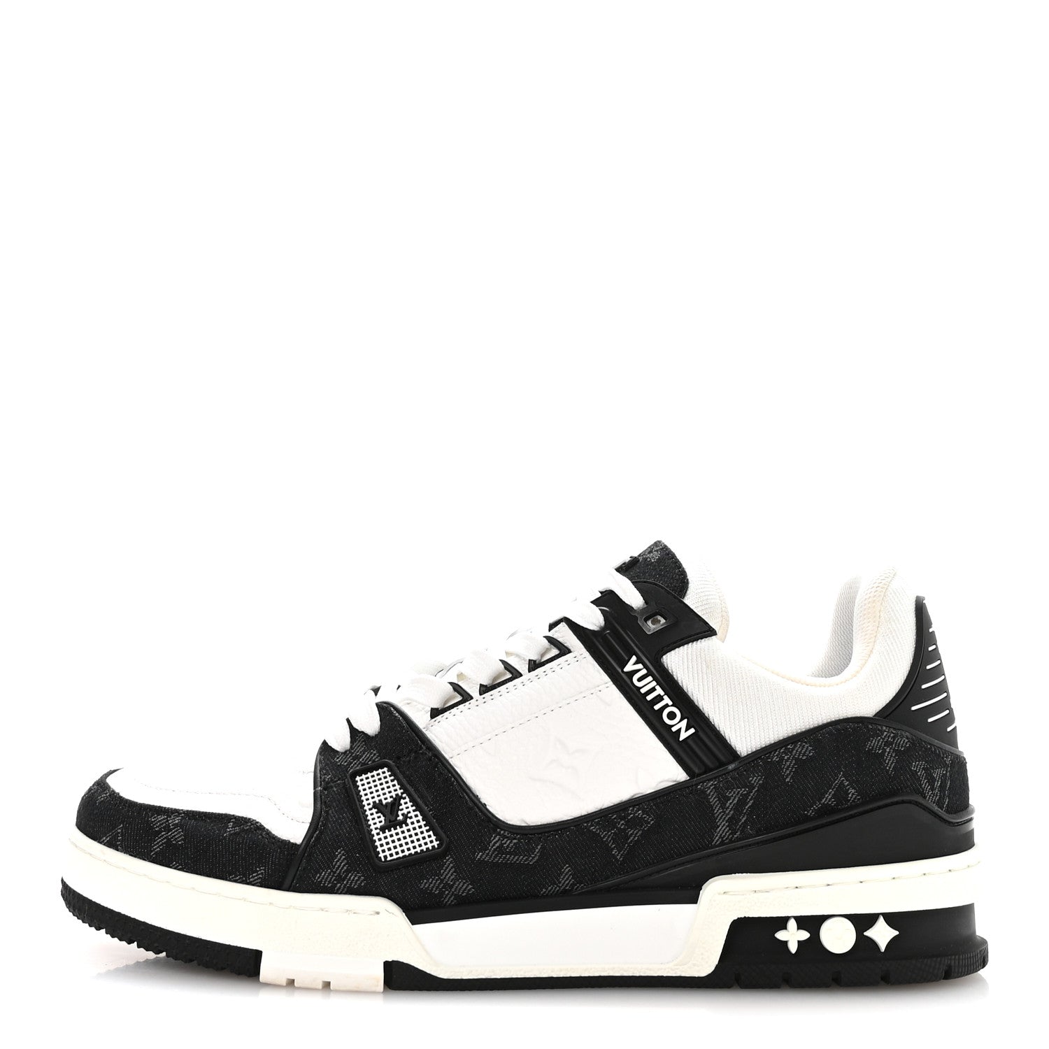 Calfskin Monogram Denim Mens LV Trainer Sneakers 8.5 Black