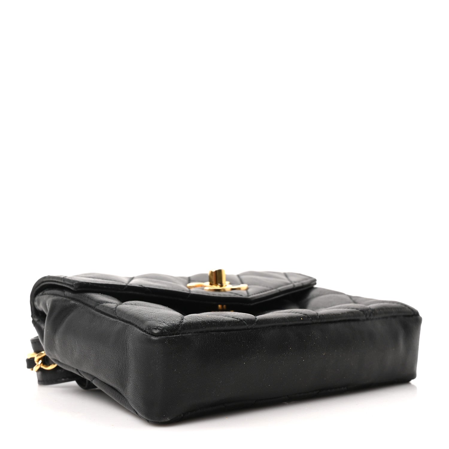 Lambskin Quilted Flap Waist Belt Bag 75 30 Black