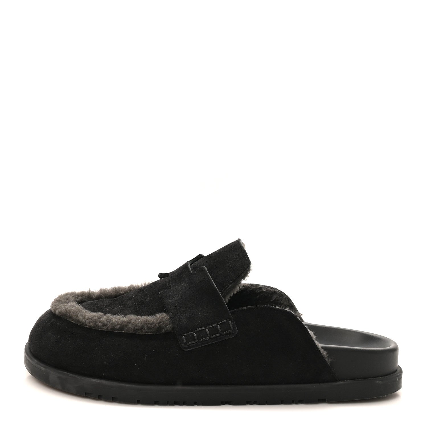 Suede Goatskin Shearling Mens Go Mules 43.5 Black