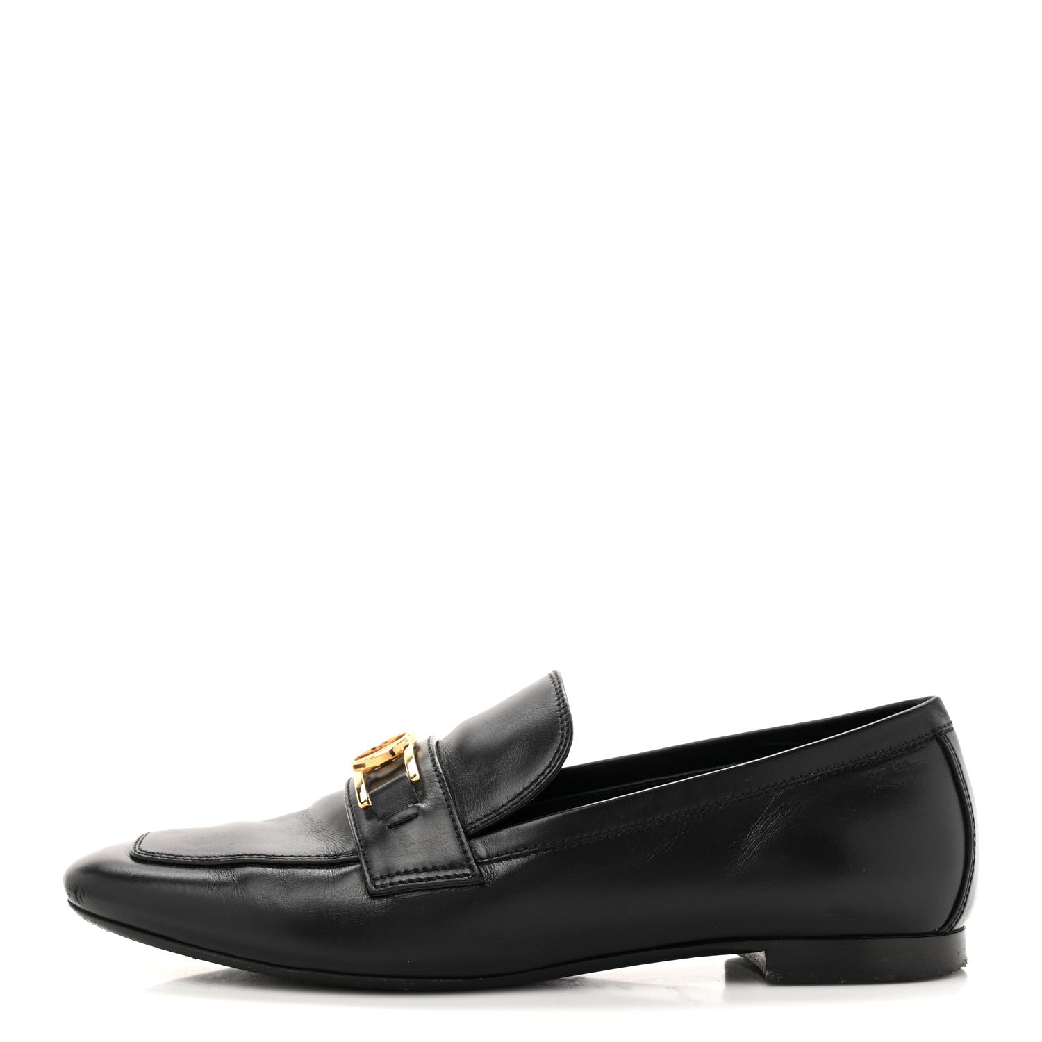 Calfskin Upper Case Flat Loafer 38 Black