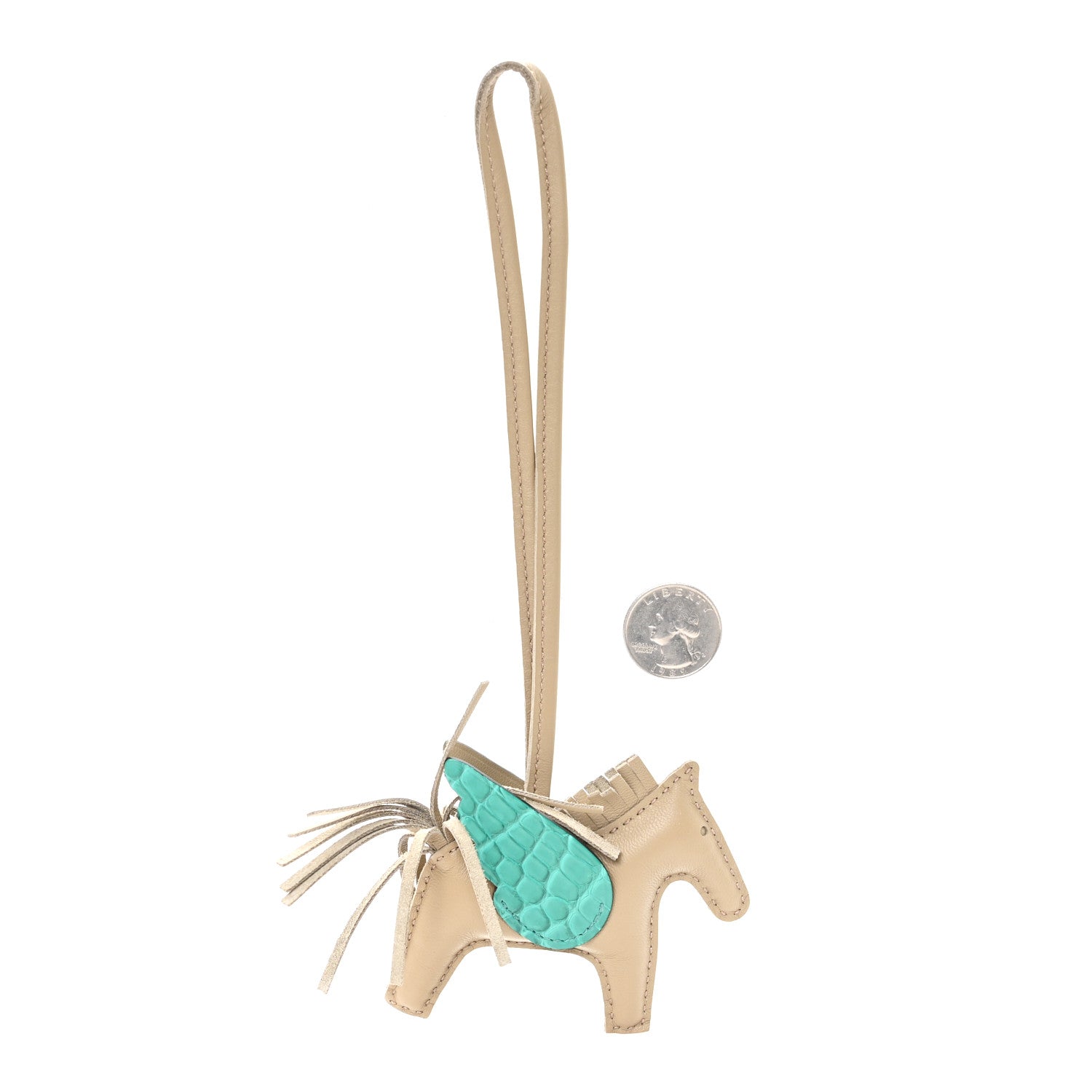Milo Lambskin Matte Alligator Touch Grigri Rodeo Pegase Horse Bag Charm PM Beige Marfa Vert Jade