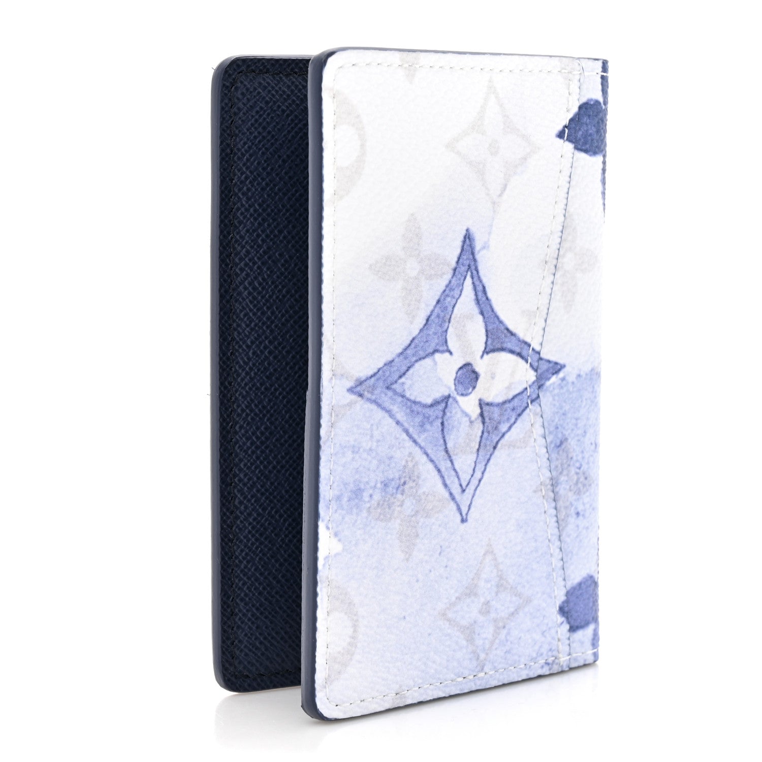 Monogram Watercolor Pocket Organizer Blue