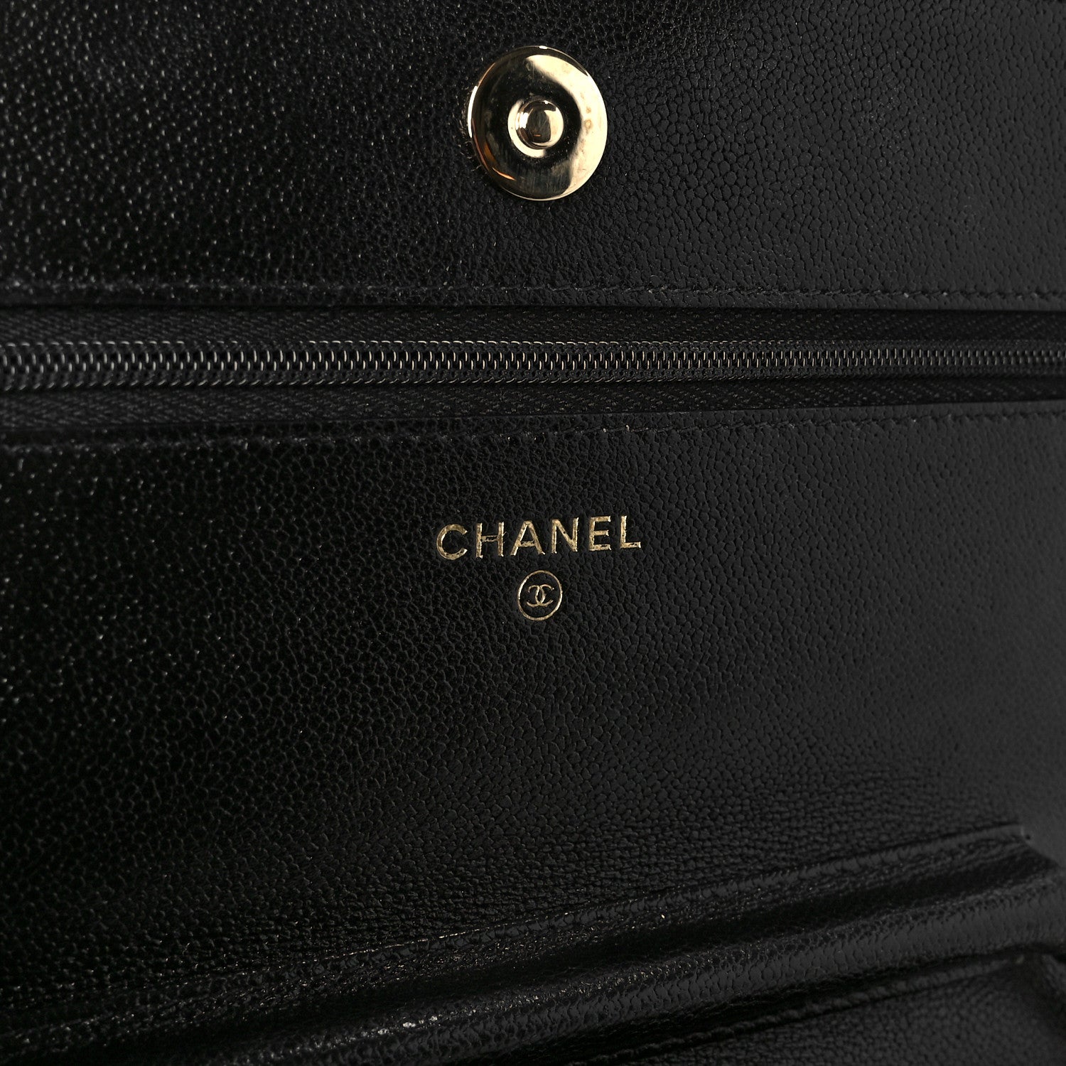 Caviar Quilted Studded CC Wallet on Chain WOC Black
