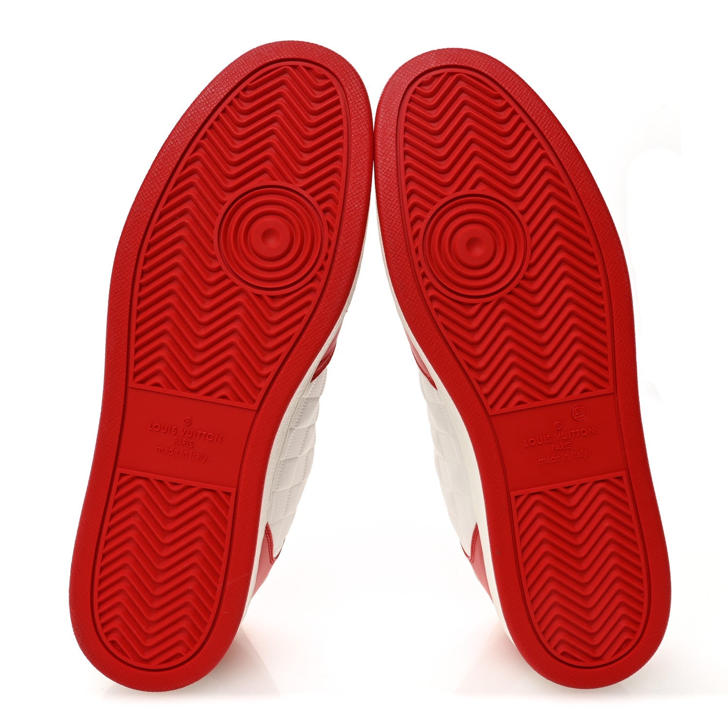 Calfskin Maxi Damier Mens Rivoli Sneakers 10 Red White