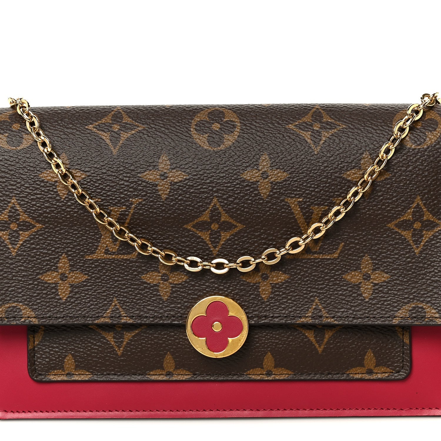 Monogram Flore Chain Wallet Fuchsia