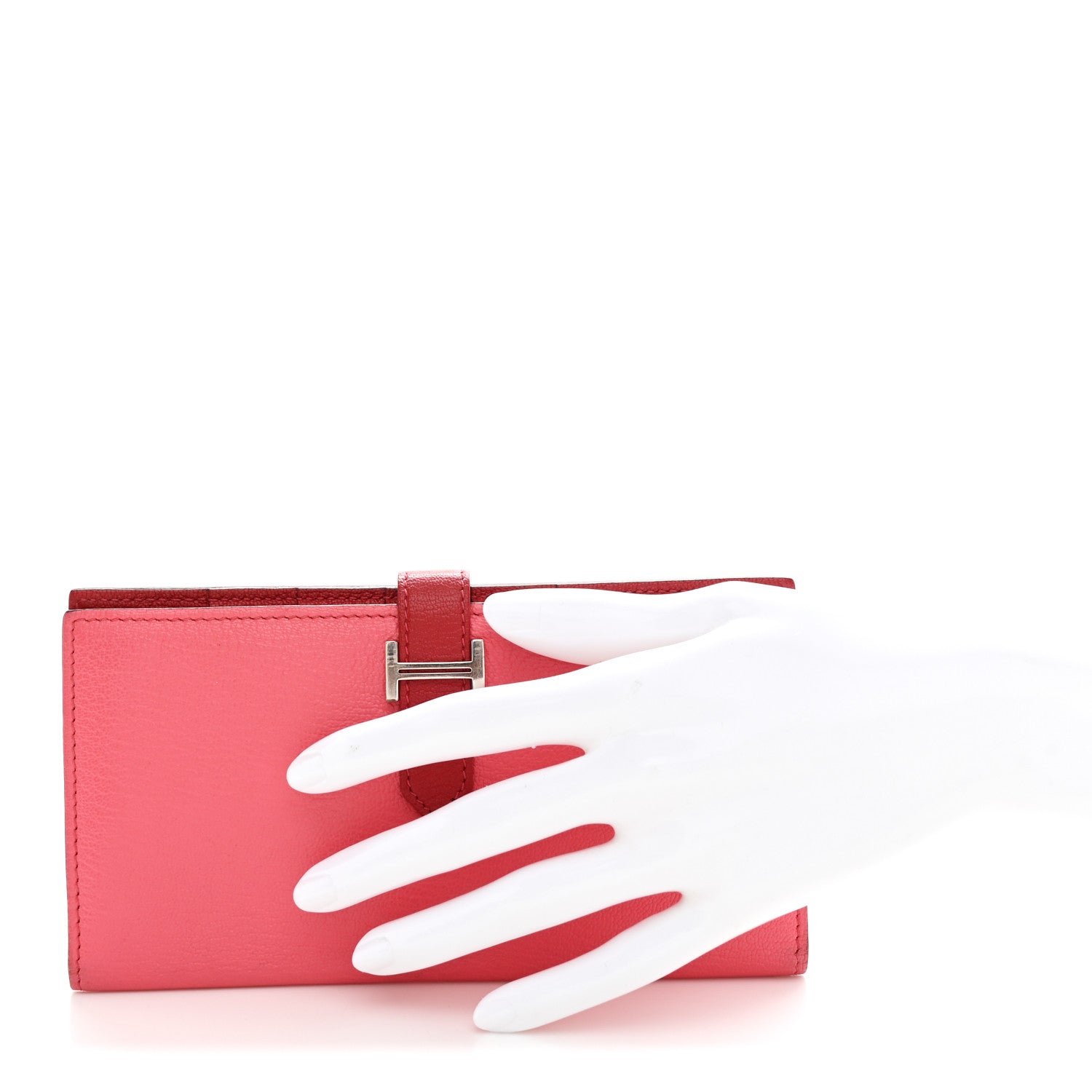 Chèvre Mysore Bi-Color Bearn Gusset Wallet Rose Lipstick Rouge Casaque