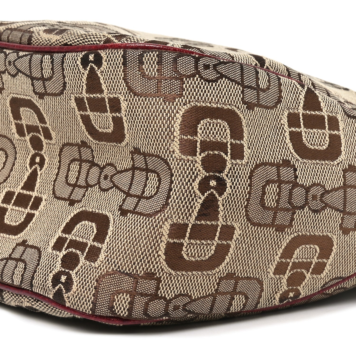 Canvas Horsebit Print Piston Lock Tote Red