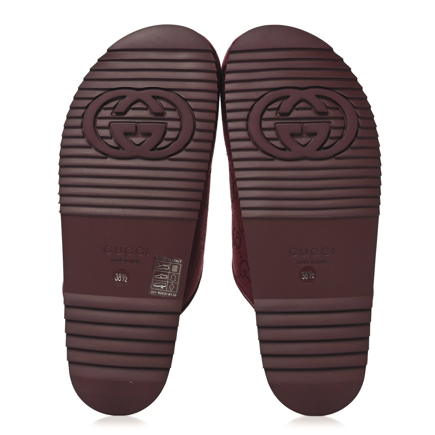 GG Supreme Monogram Womens Horsebit Slippers 38.5 Rosso Ancora