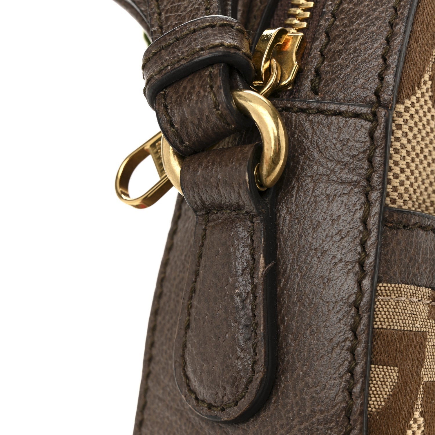 Monogram Jumbo GG Textured Dollar Calfskin Web Messenger Shoulder Bag Camel Ebony New Acero