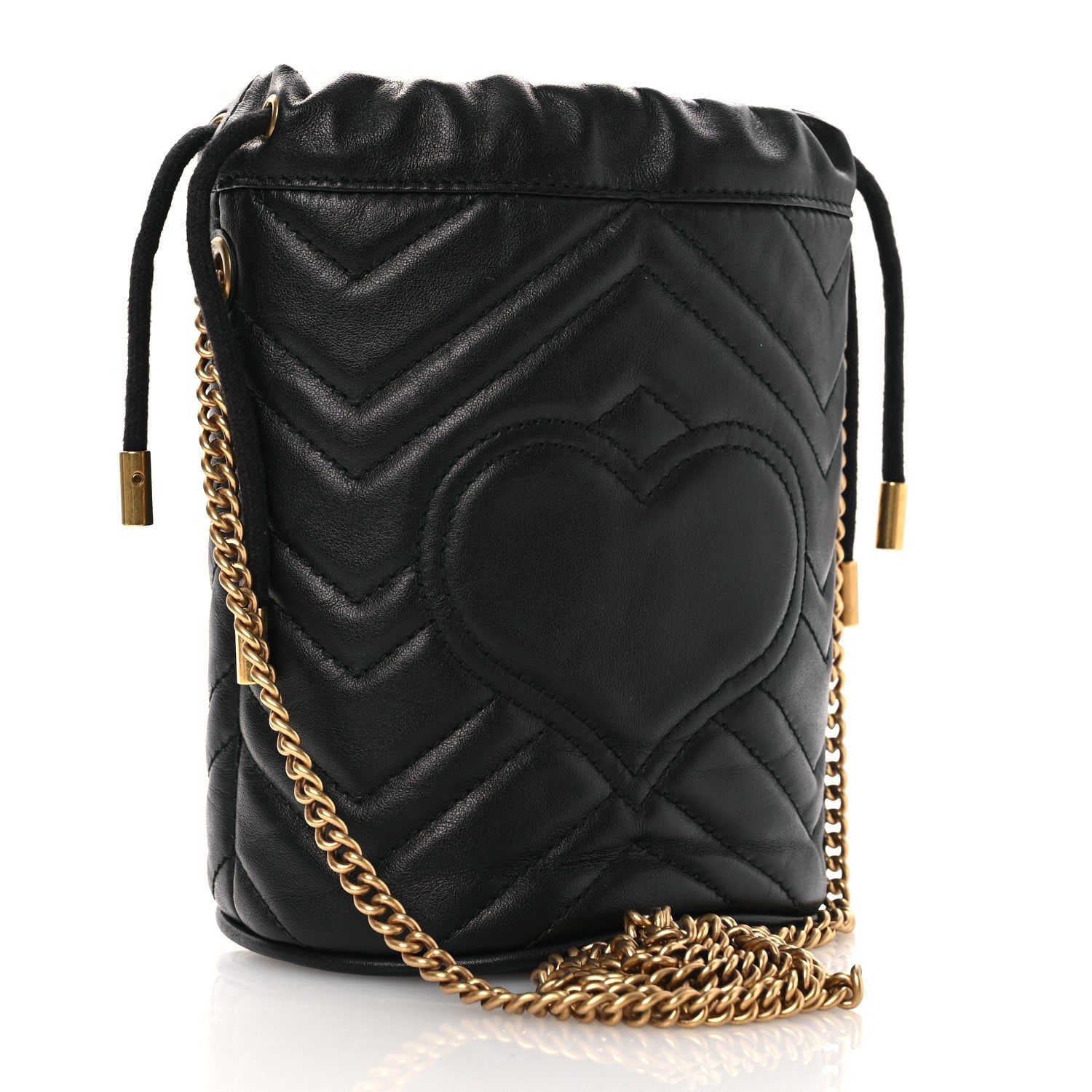 Calfskin Matelasse Mini GG Marmont 2.0 Bucket Bag Black