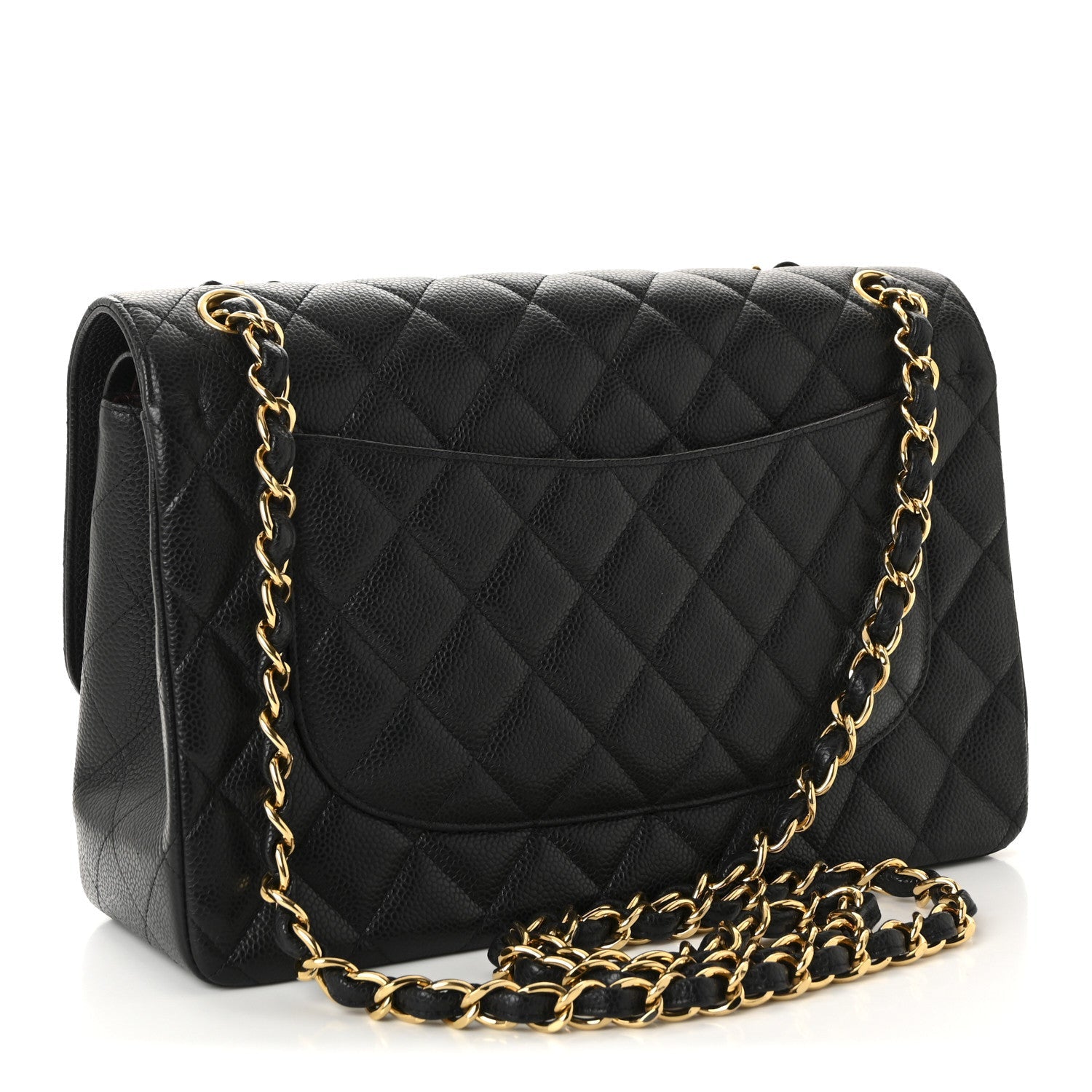 Caviar Quilted Jumbo Double Flap Black
