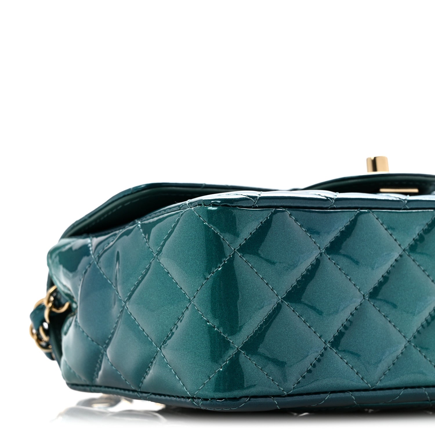 Shaded Patent Calfskin Quilted Mini Rectangular Flap Green Blue