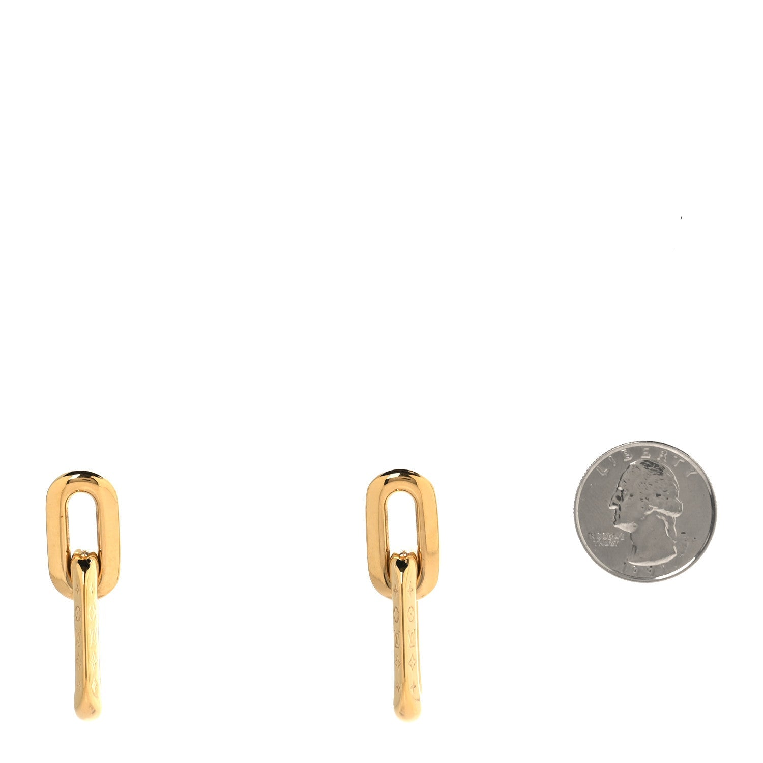Metal LV Edge Double Hoop Earrings Gold