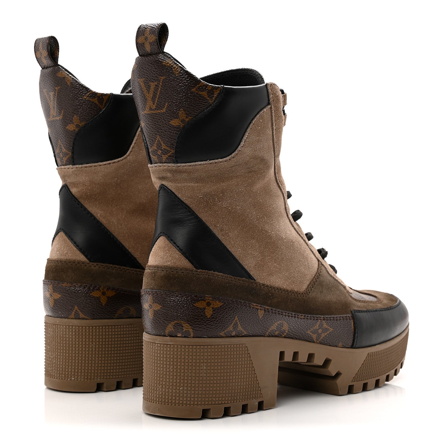 Suede Calfskin Monogram Laureate Platform Desert Boots 40 Taupe