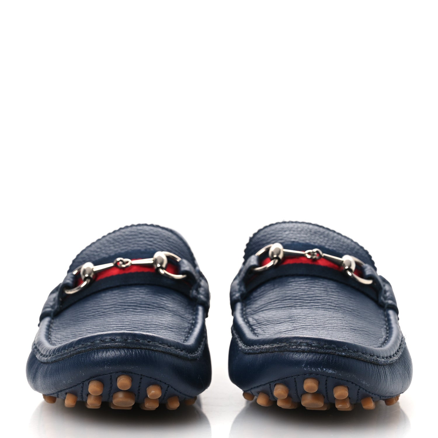 Road Calfskin Web Mens Horsebit Driver Loafers 9 Maritime