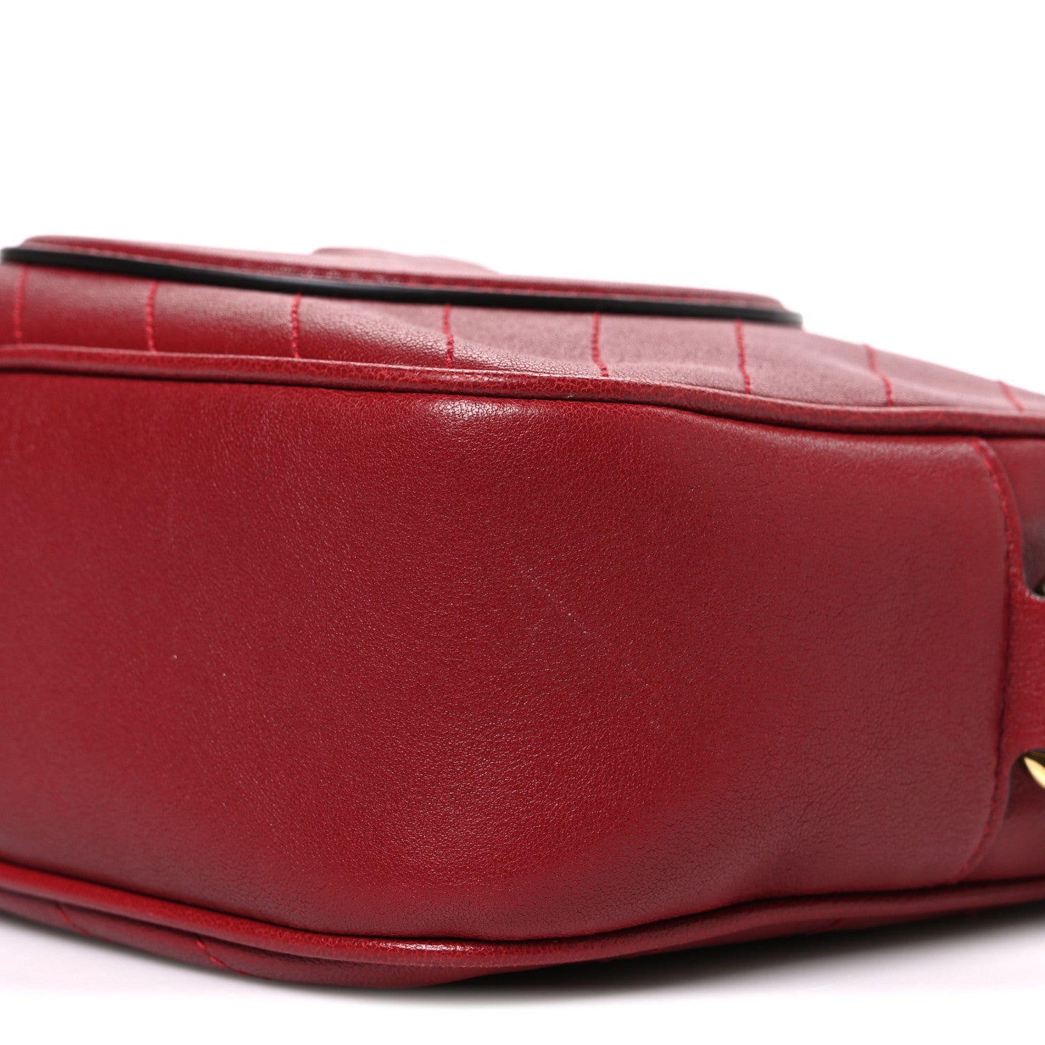 Sakai Be Green Calfskin Diagonal Stitched Small Blondie Shoulder Bag Rosso