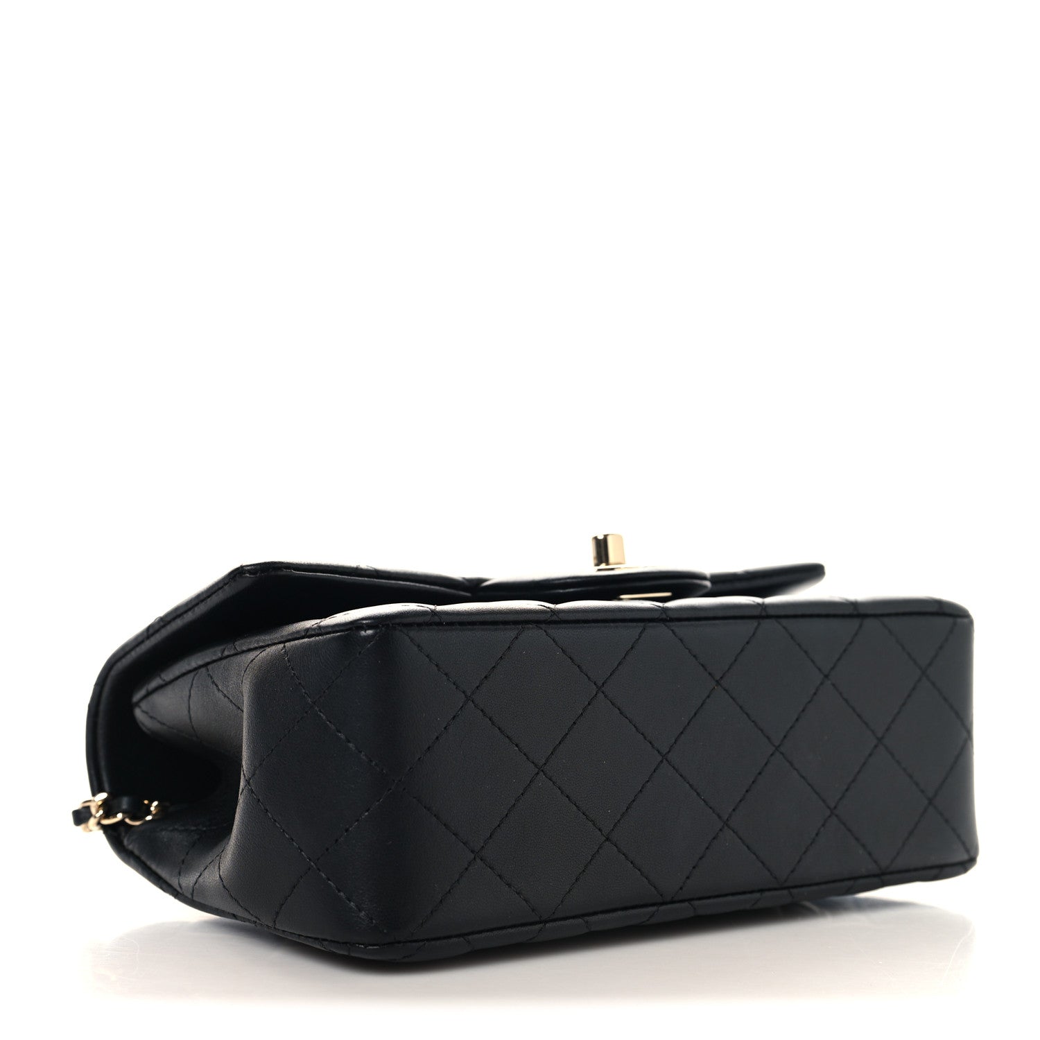 Lambskin Quilted Mini Top Handle Rectangular Flap Black