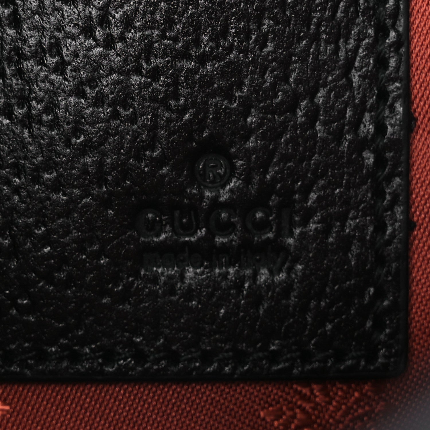 Canvas Diagonal Interlocking G Zip Pouch Black Orange