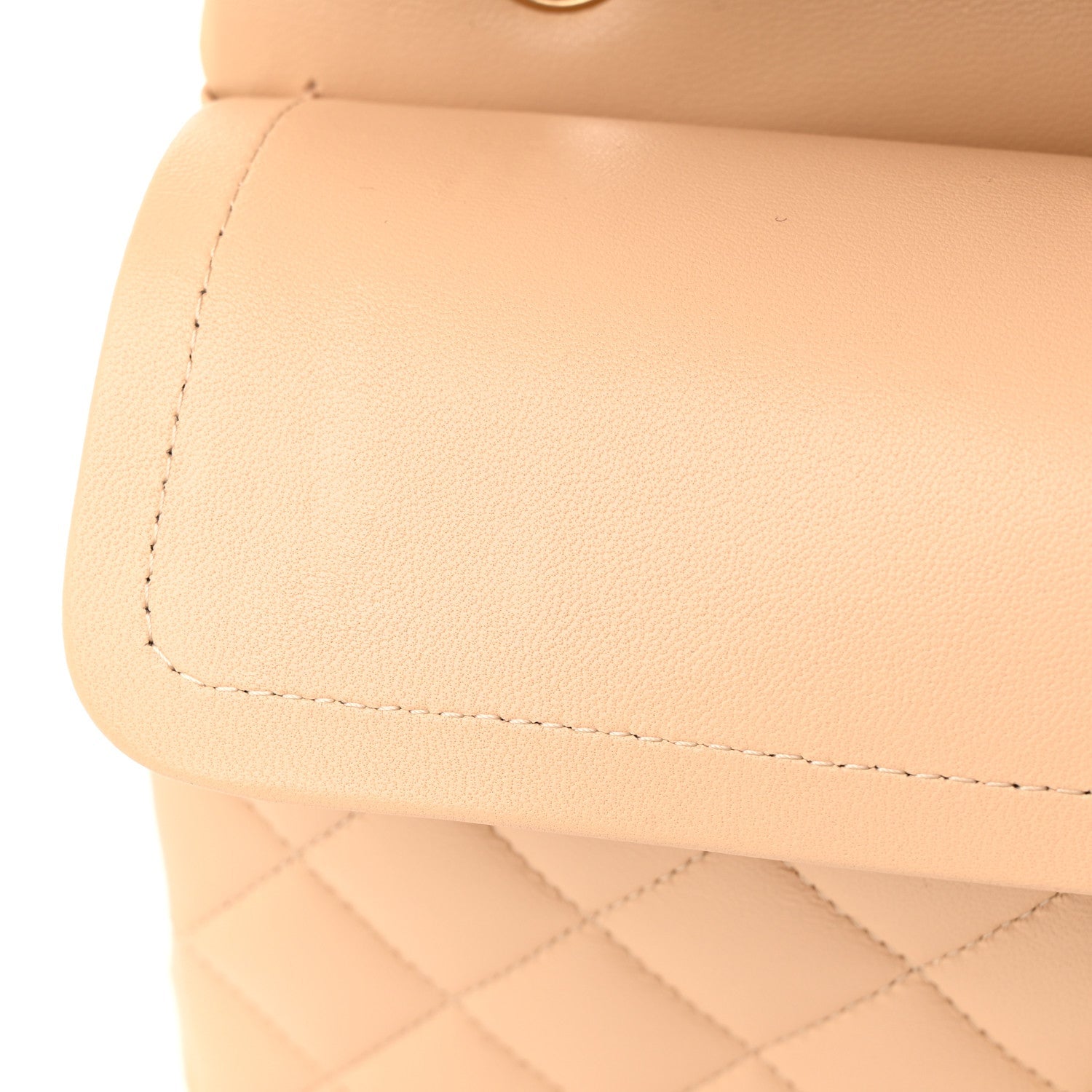 Lambskin Quilted Small Double Flap Beige