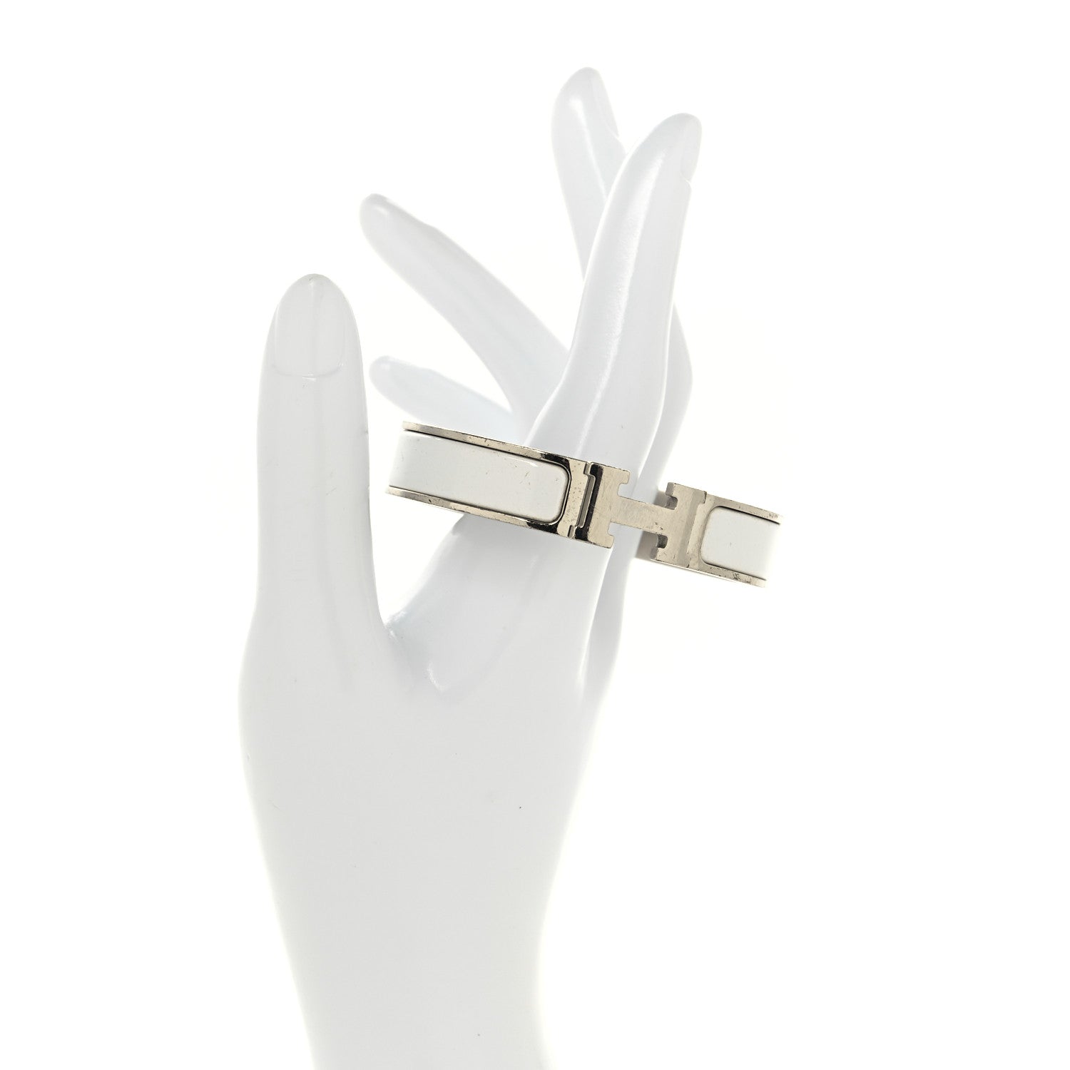 Enamel Narrow Clic Clac H Bracelet PM White
