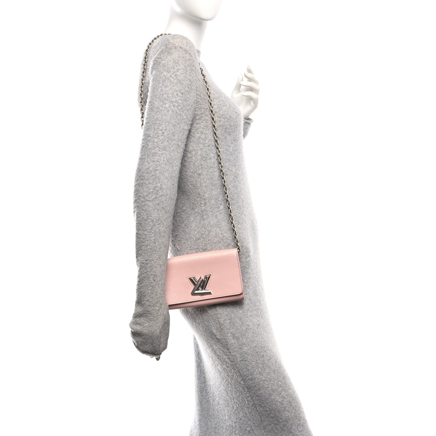 Epi Twist Chain Wallet Rose Ballerine