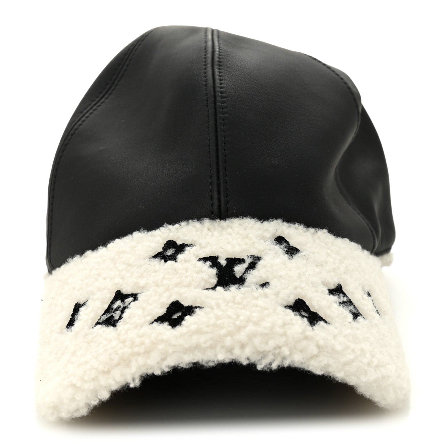 Calfskin Shearling Monogram Cap L Black