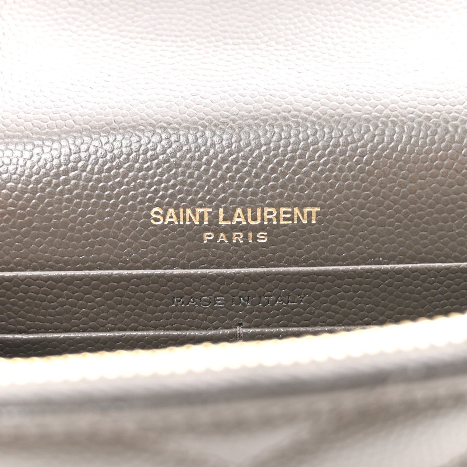 Grain De Poudre Matelasse Chevron Monogram Envelope Chain Wallet Pebble