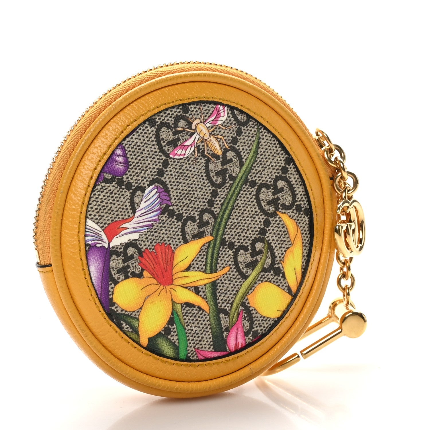 GG Supreme Monogram Flora Web Ophidia Coin Purse  Beige Multicolor Crop