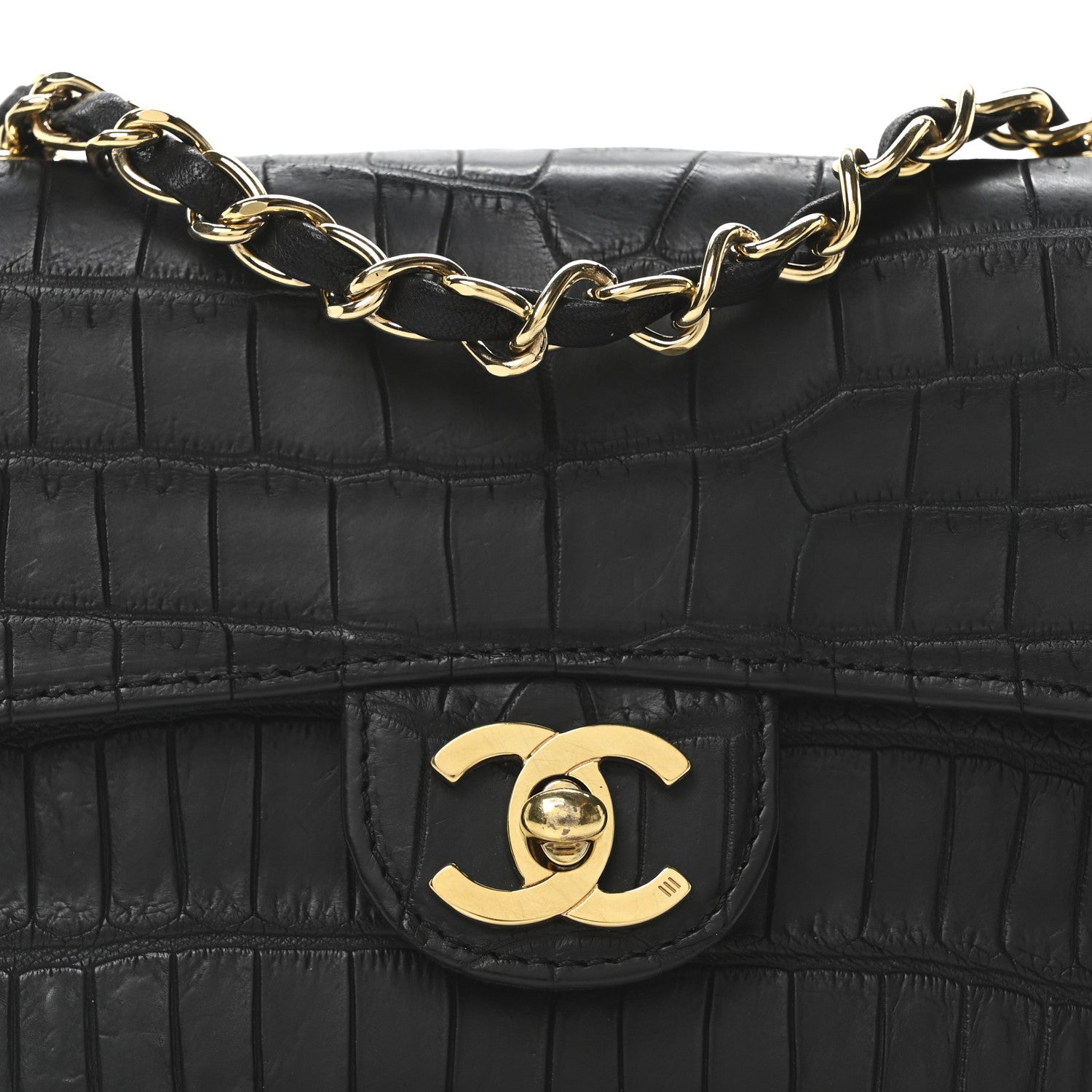 Matte Alligator Mini Square Flap Black