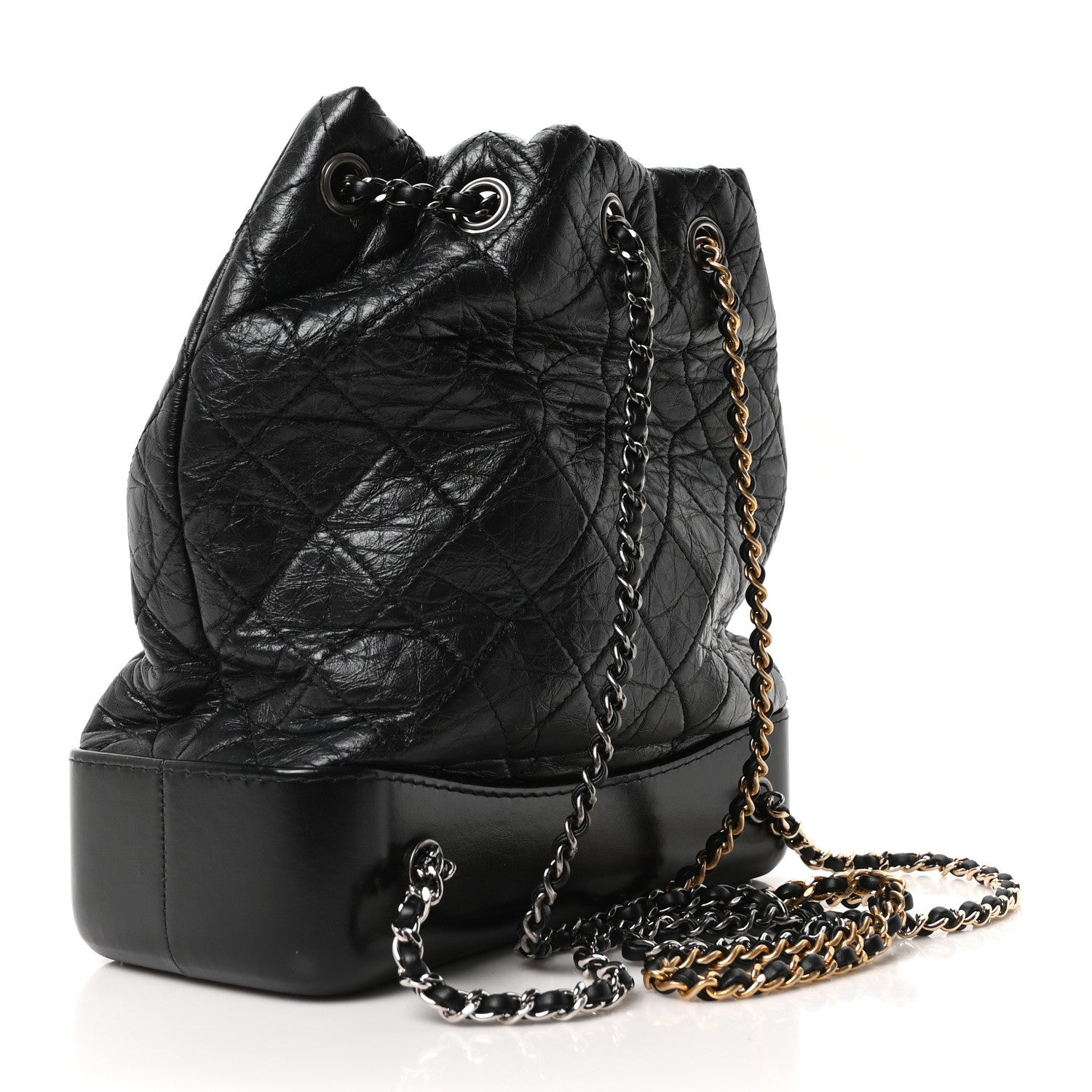Aged Calfskin Quilted Gabrielle Backpack Black
