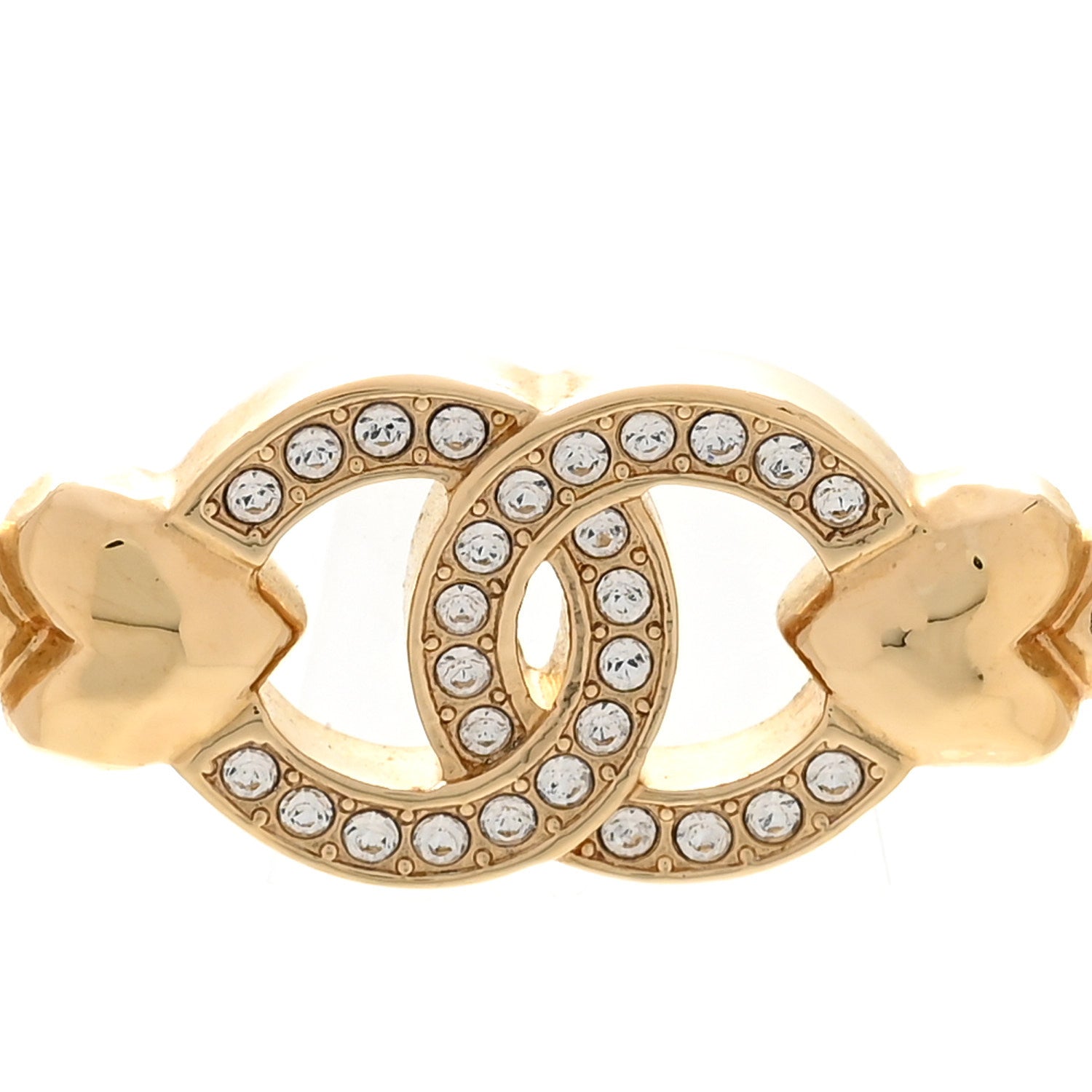 Crystal CC Heart Link Choker Necklace Gold