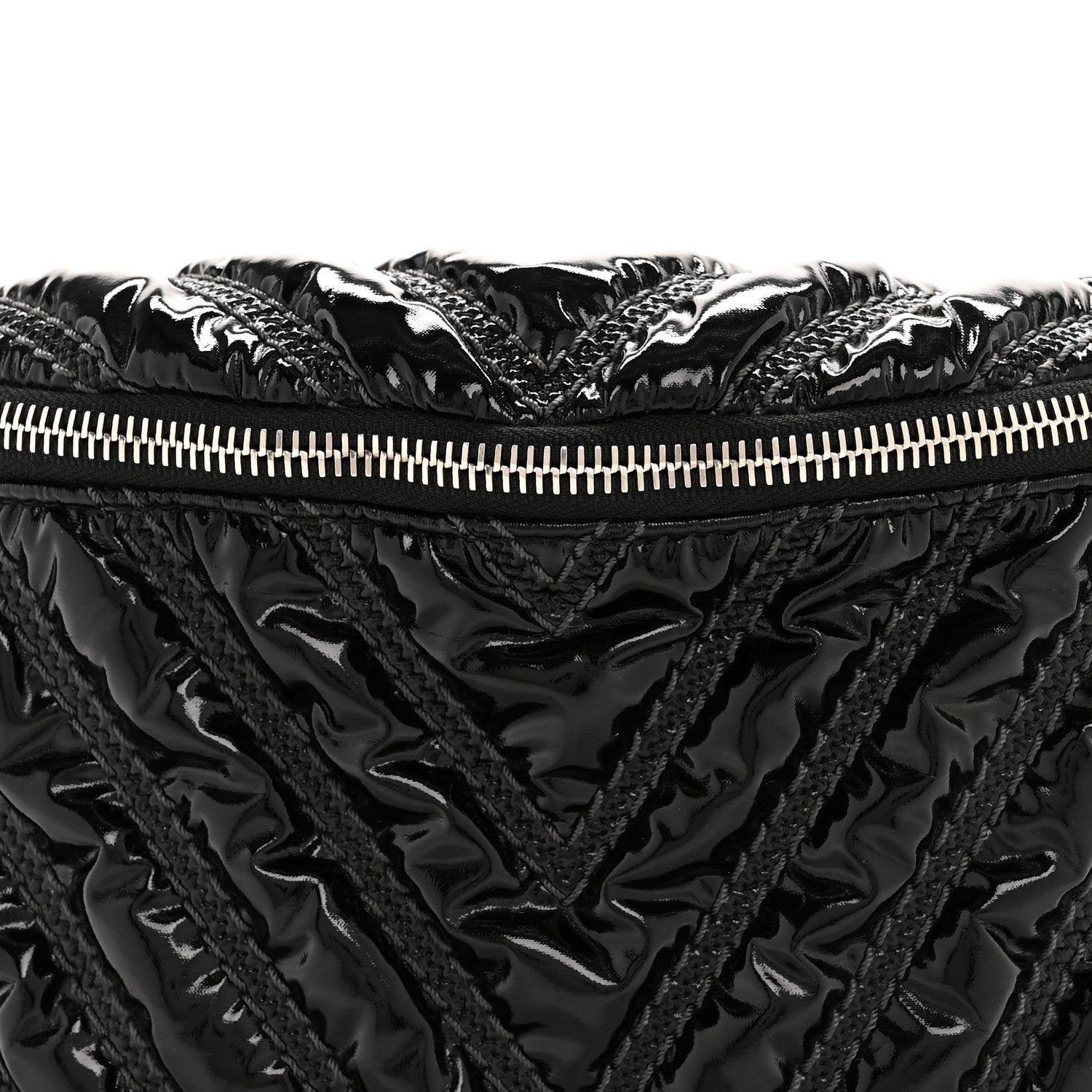 Lame Chevron Space Suit Waist Bag Black