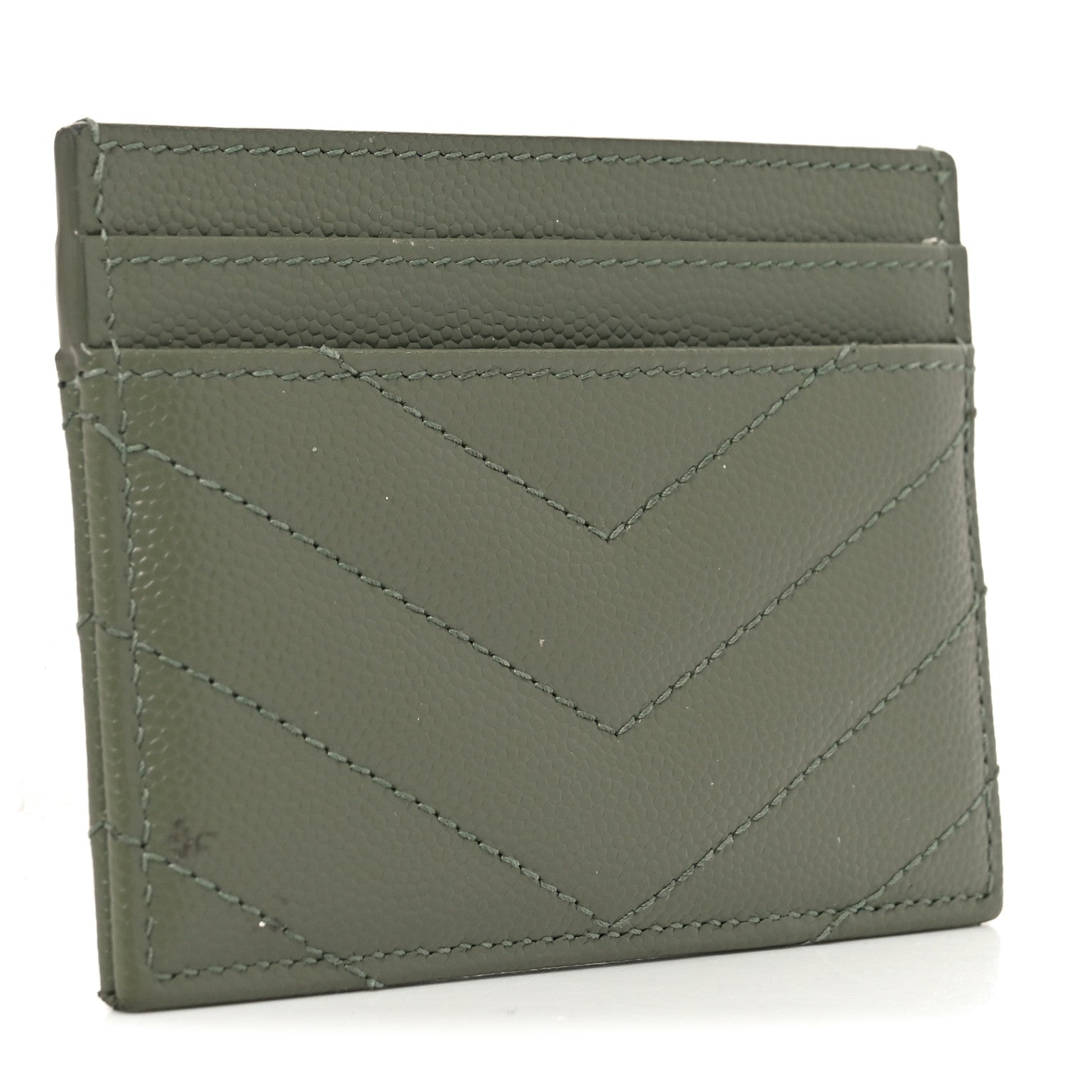 Grain De Poudre Matelasse Chevron Monogram Credit Card Case Light Sage