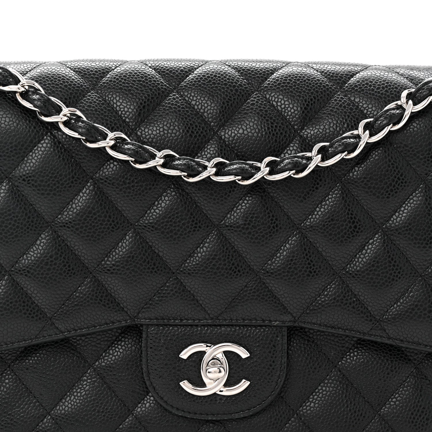 Caviar Quilted Jumbo Double Flap Black