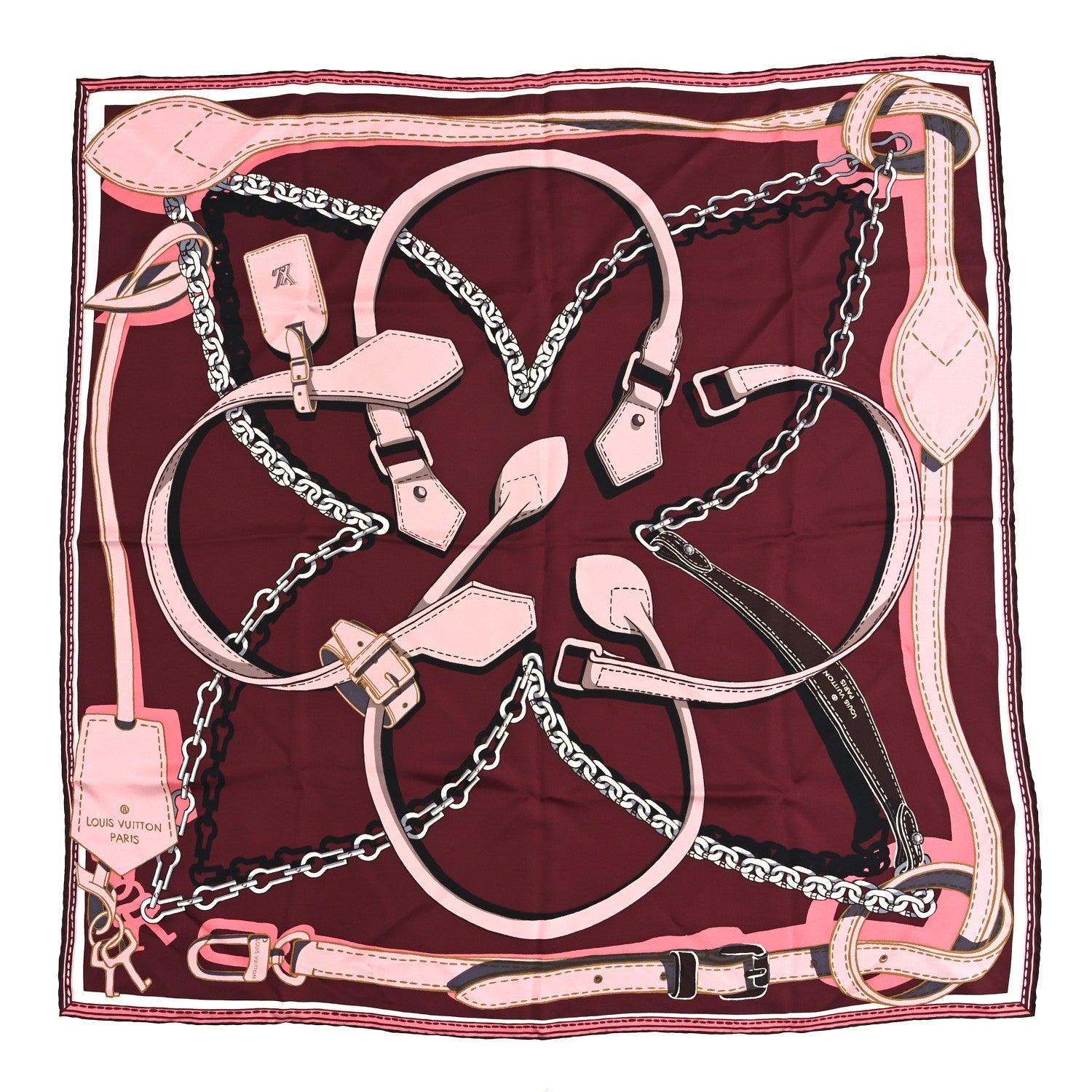 Silk Square Handle Me Scarf Bordeaux