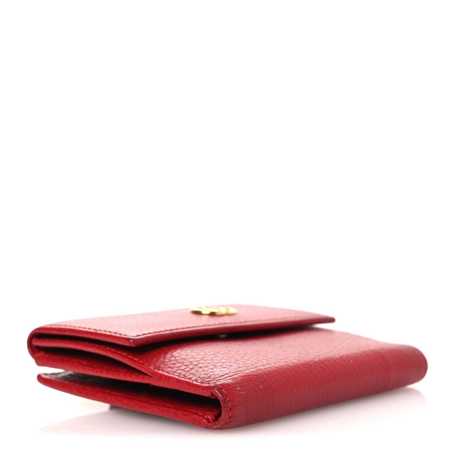 Dollar Calfskin Double G French Flap Wallet Hibiscus Red